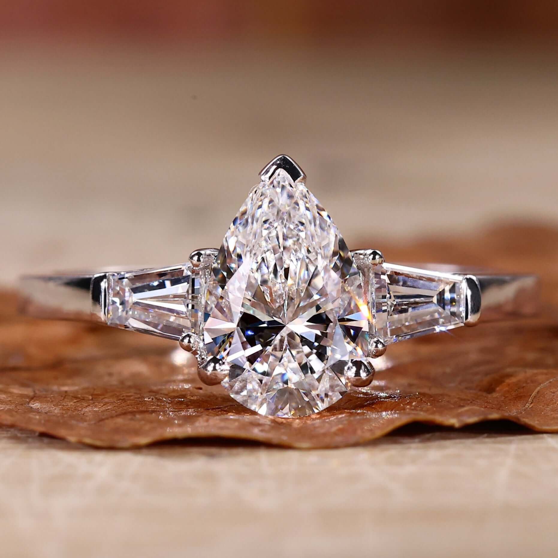 pear lab grown diamond ring