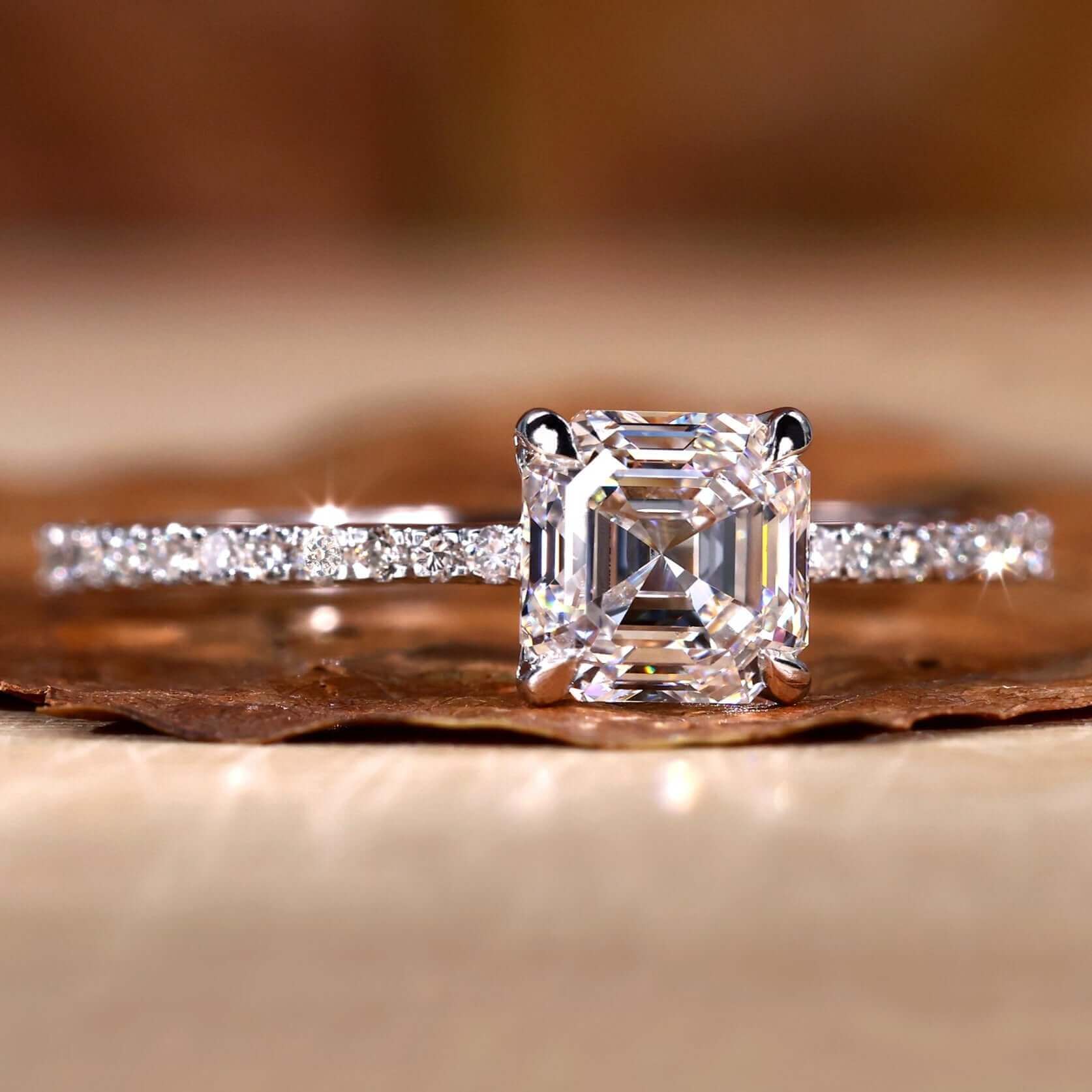 asscher cut diamond ring