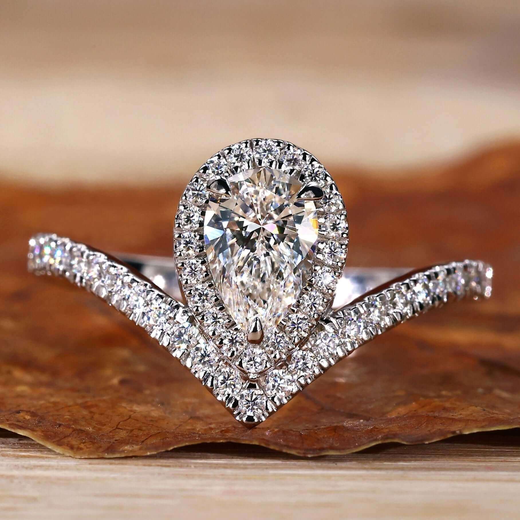 pear lab grown diamond ring