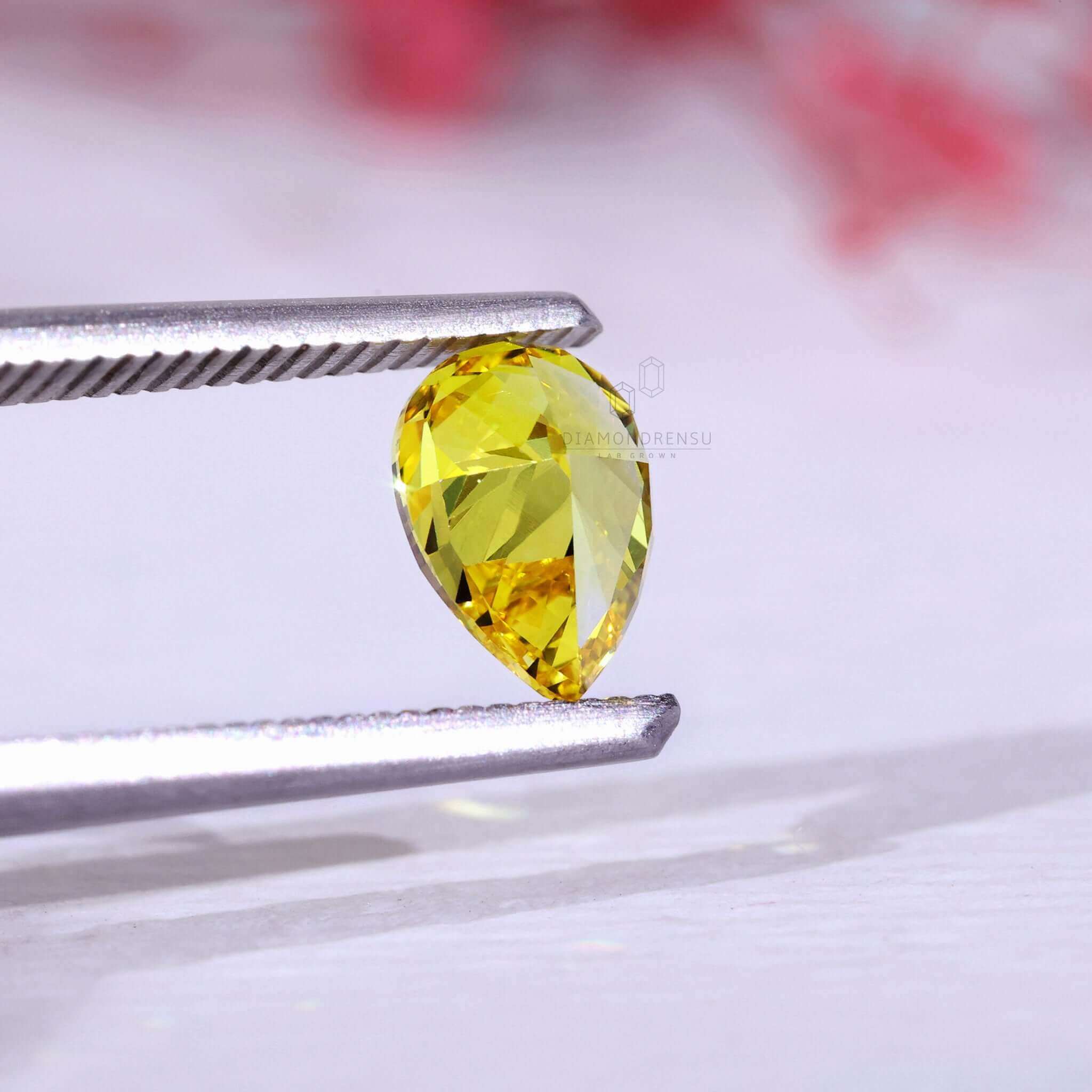 yellow pear cut diamond