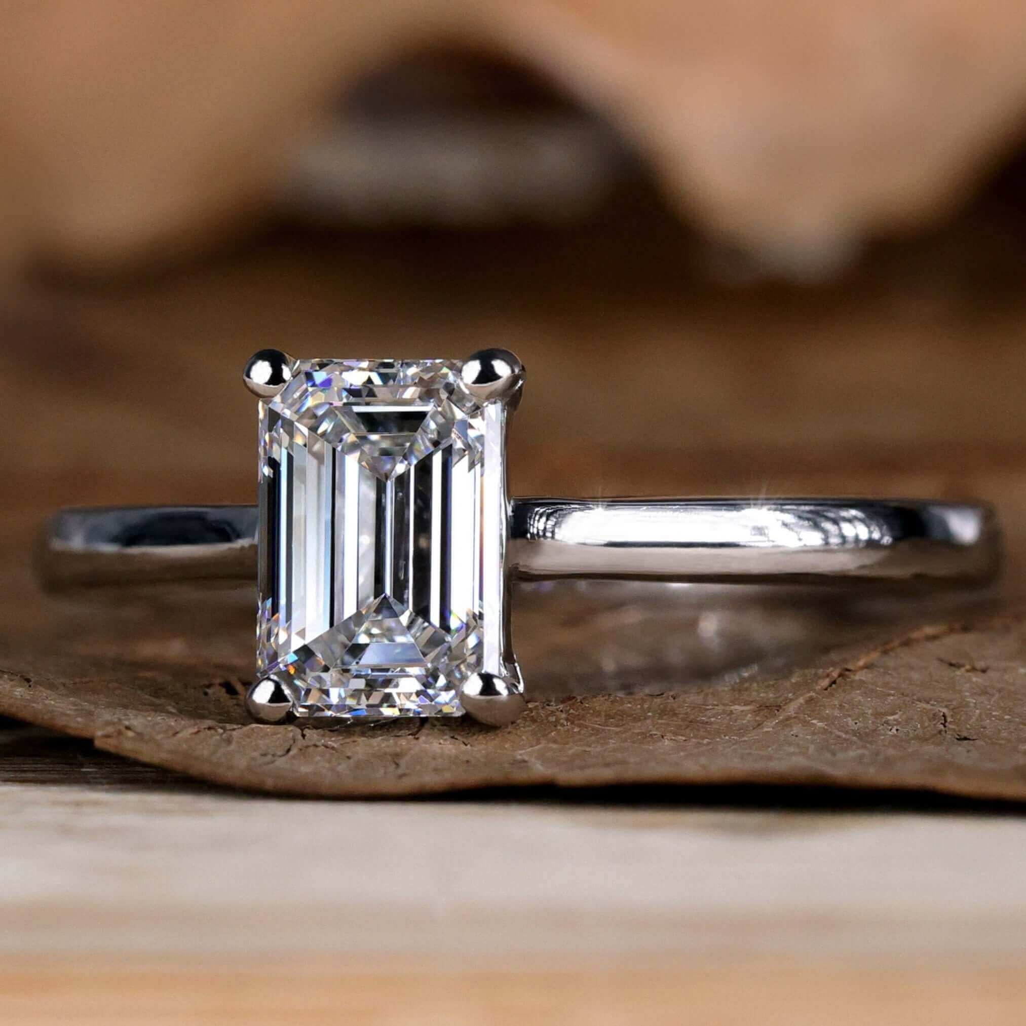 emerald cut lab grown diamond ring