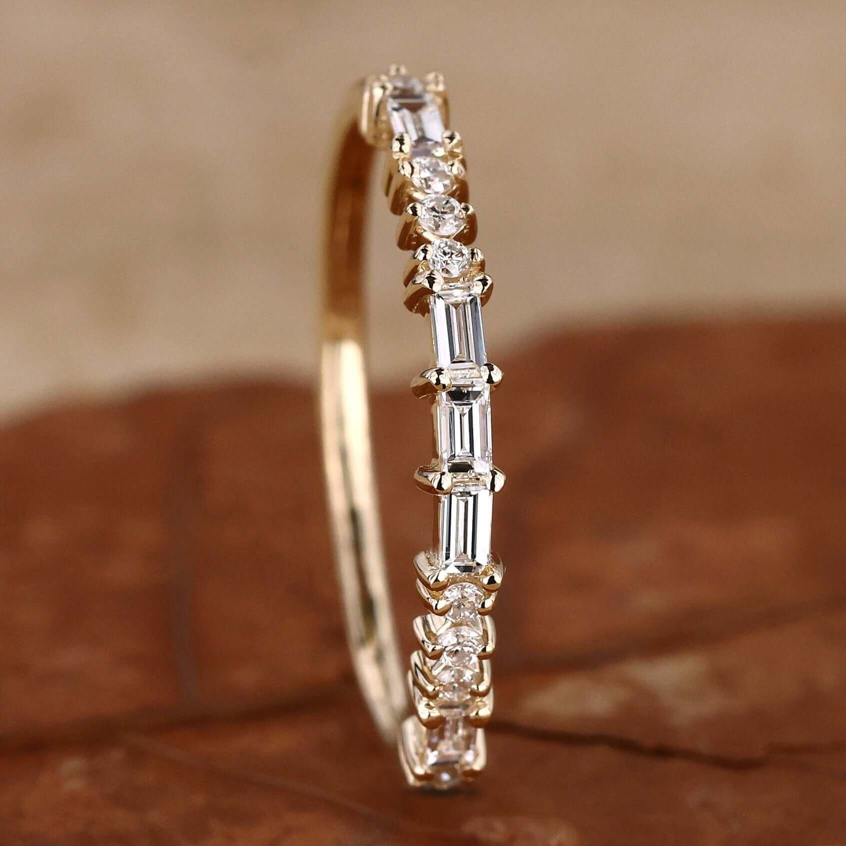 baguette cut diamond band