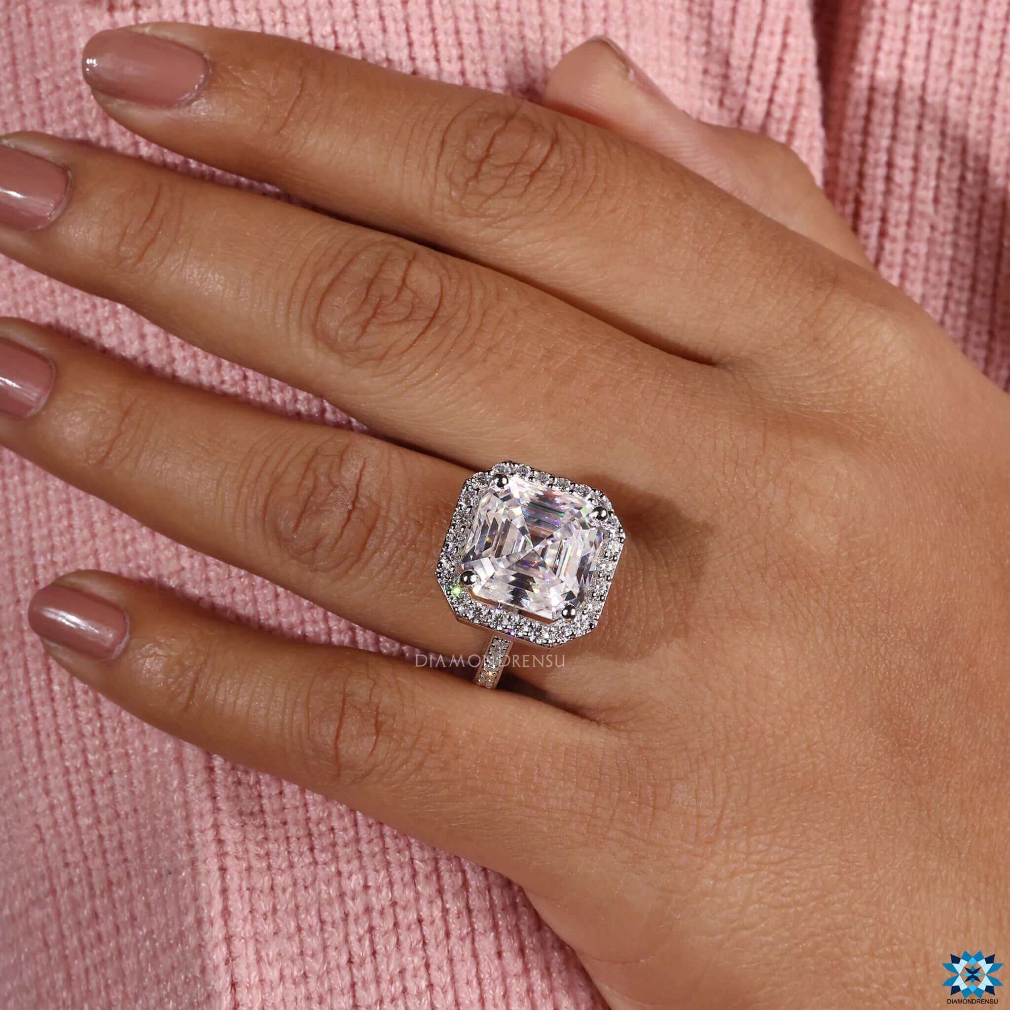 asscher moissanite ring