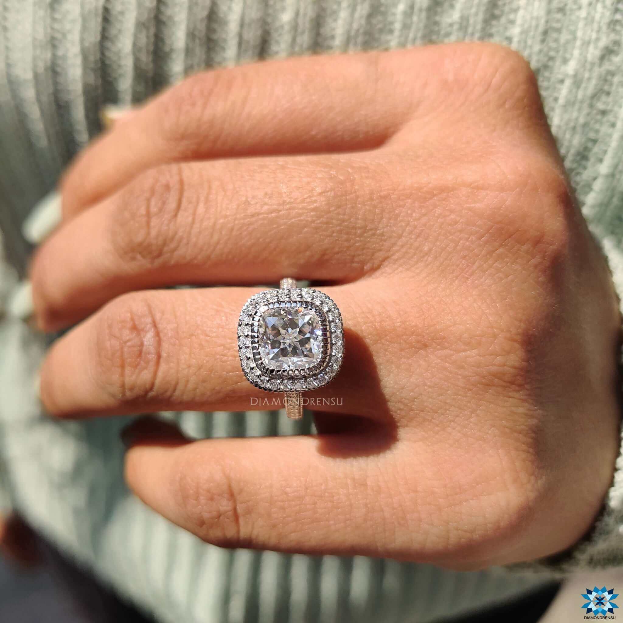 unique halo engagement ring