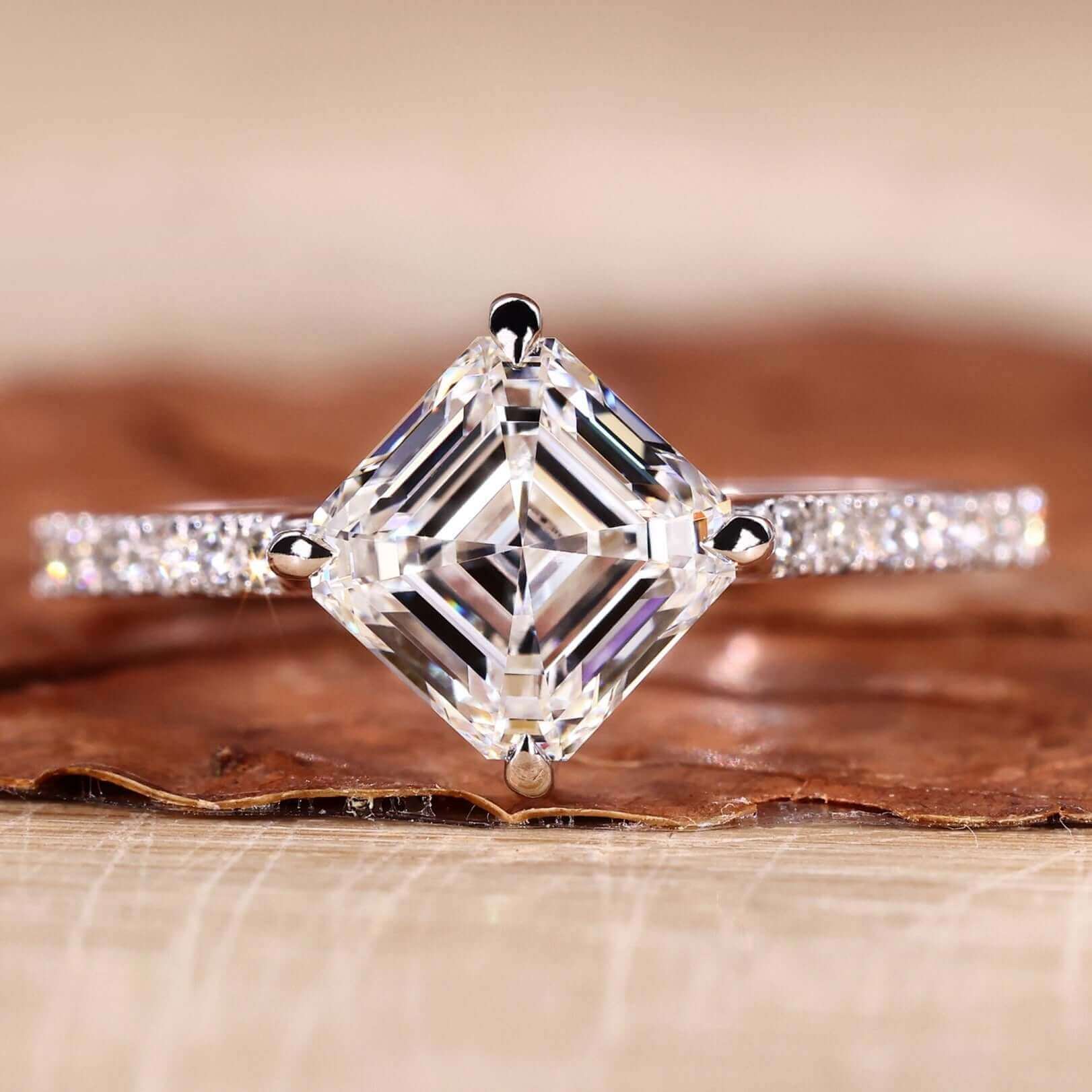 asscher diamond ring