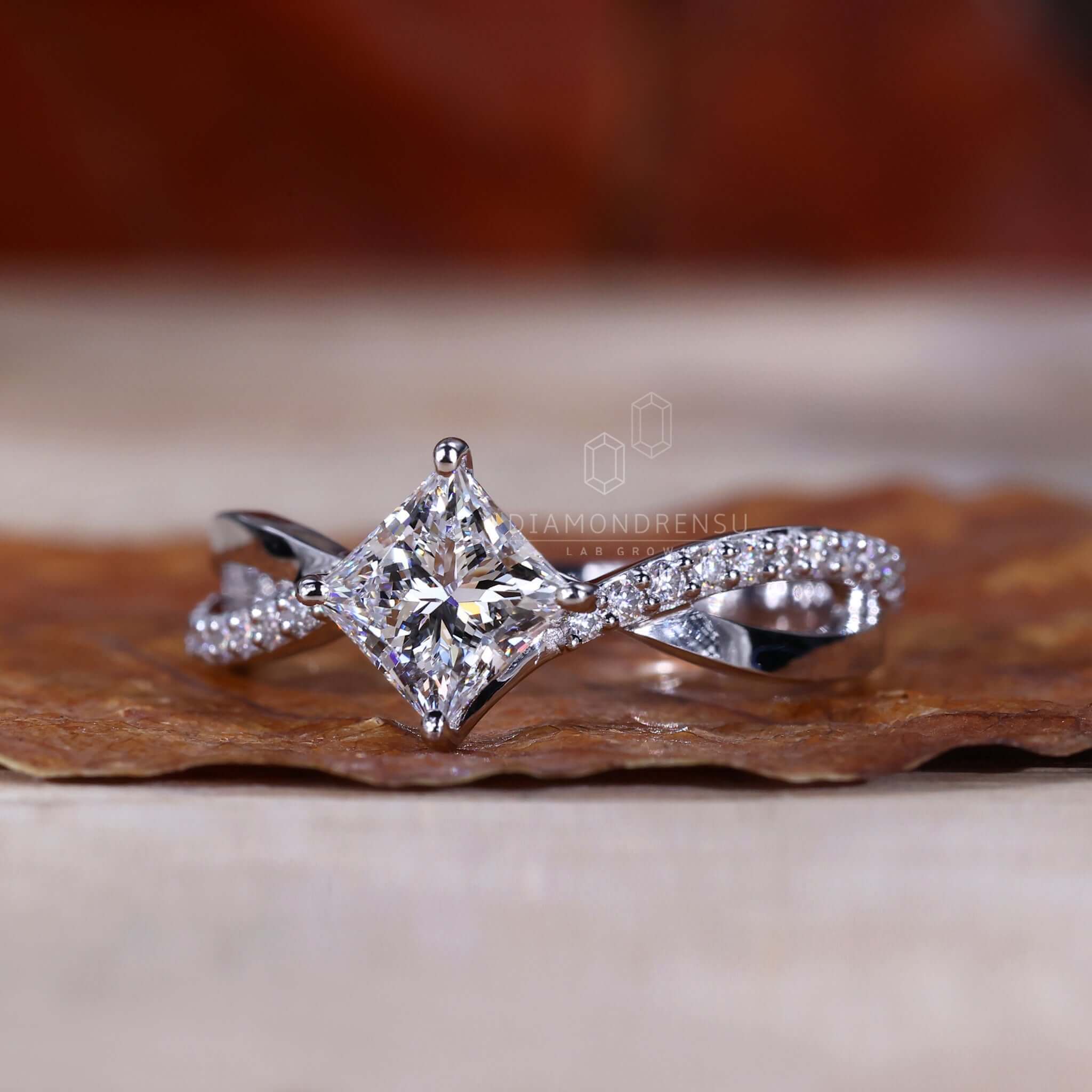 lab created diamond engagement ring