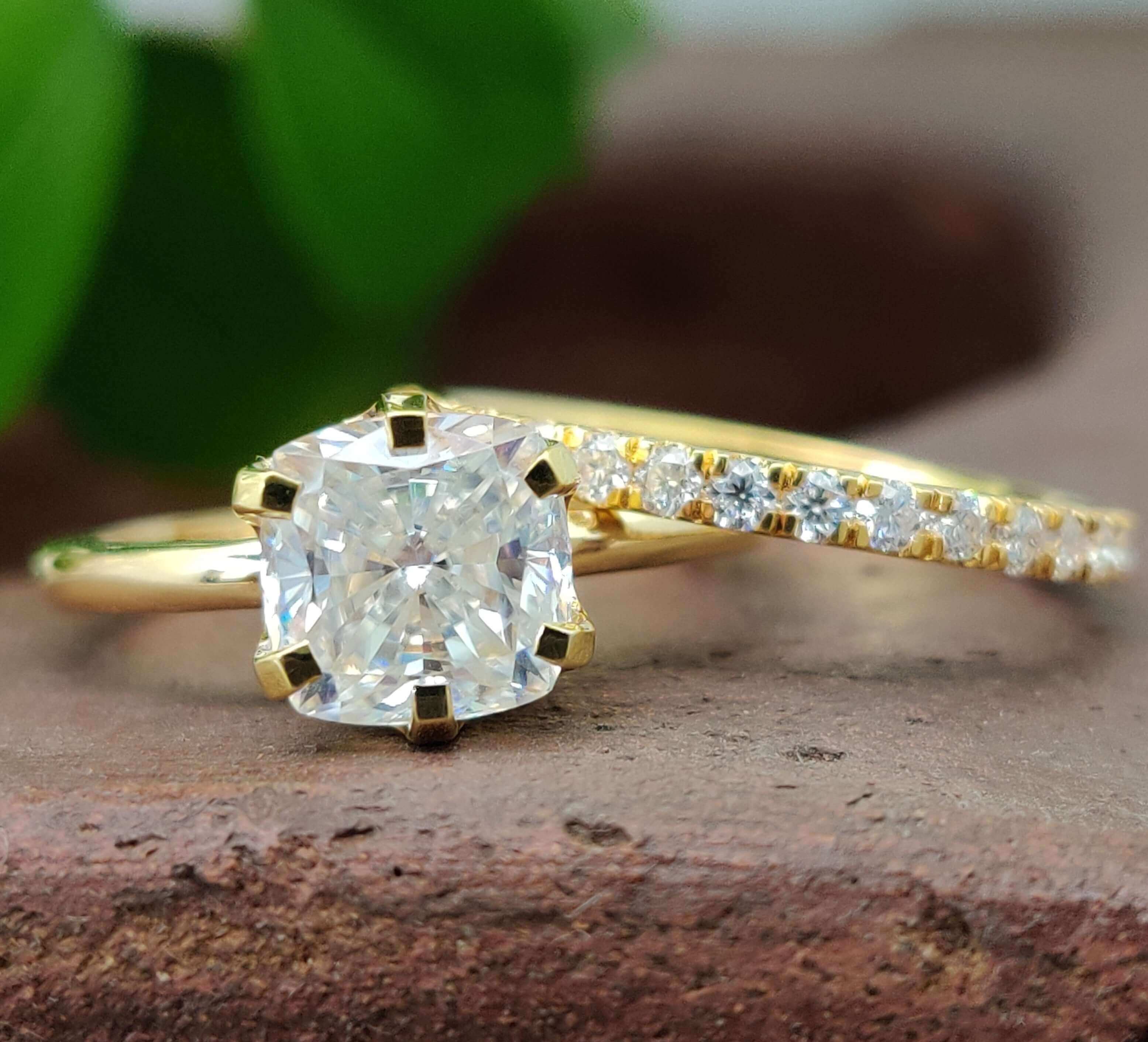 cushion cut moissanite engagement ring - diamondrensu