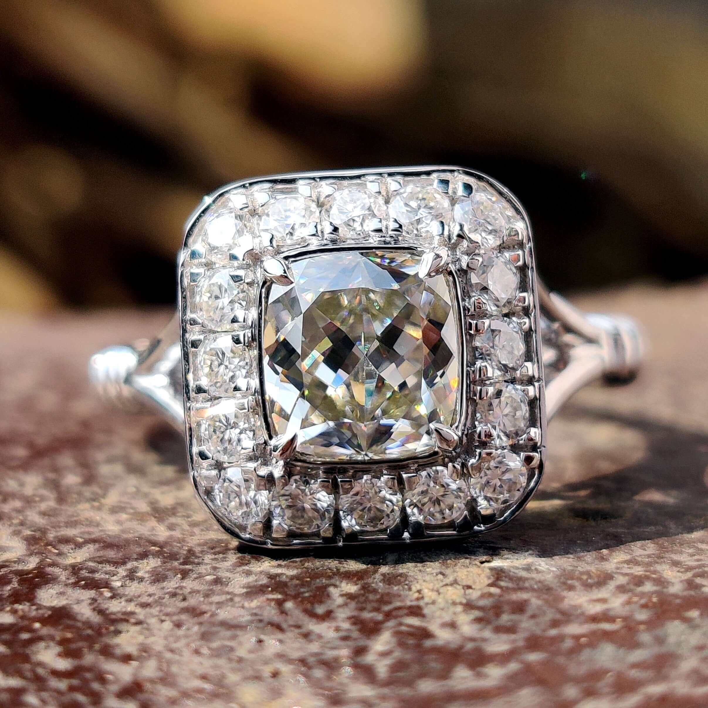 cushion divine moissanite ring - diamondrensu