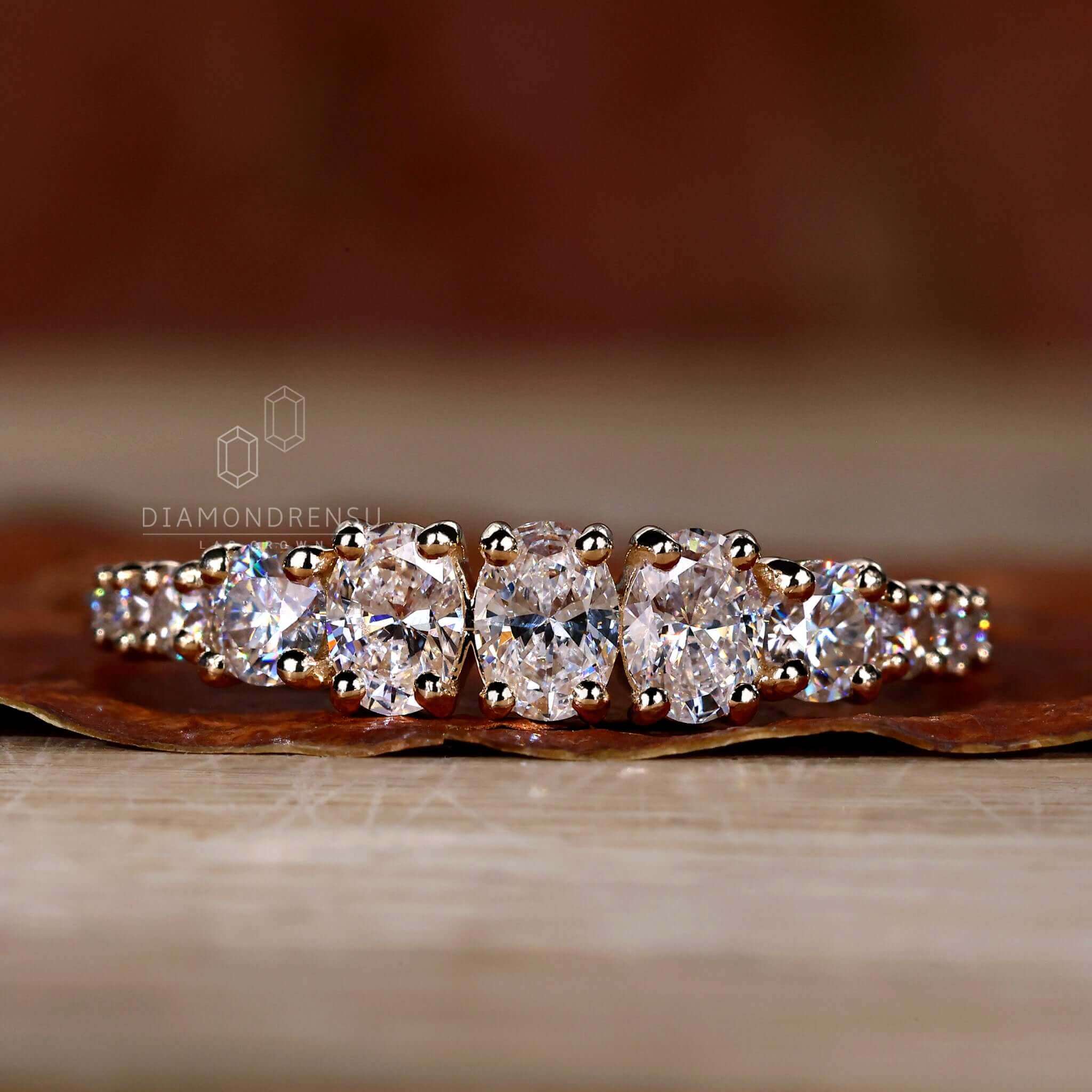 oval cut lab grown diamond band