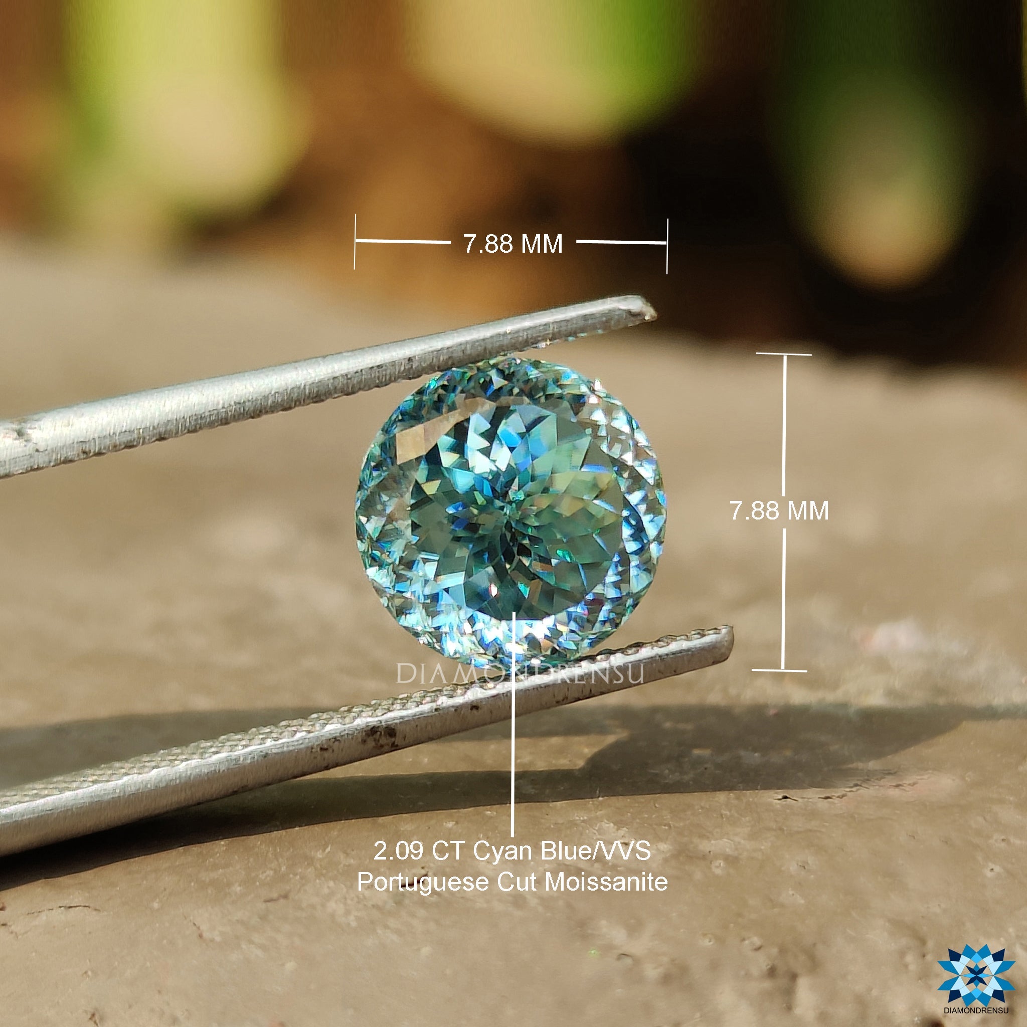 cyan blue moissanite loose