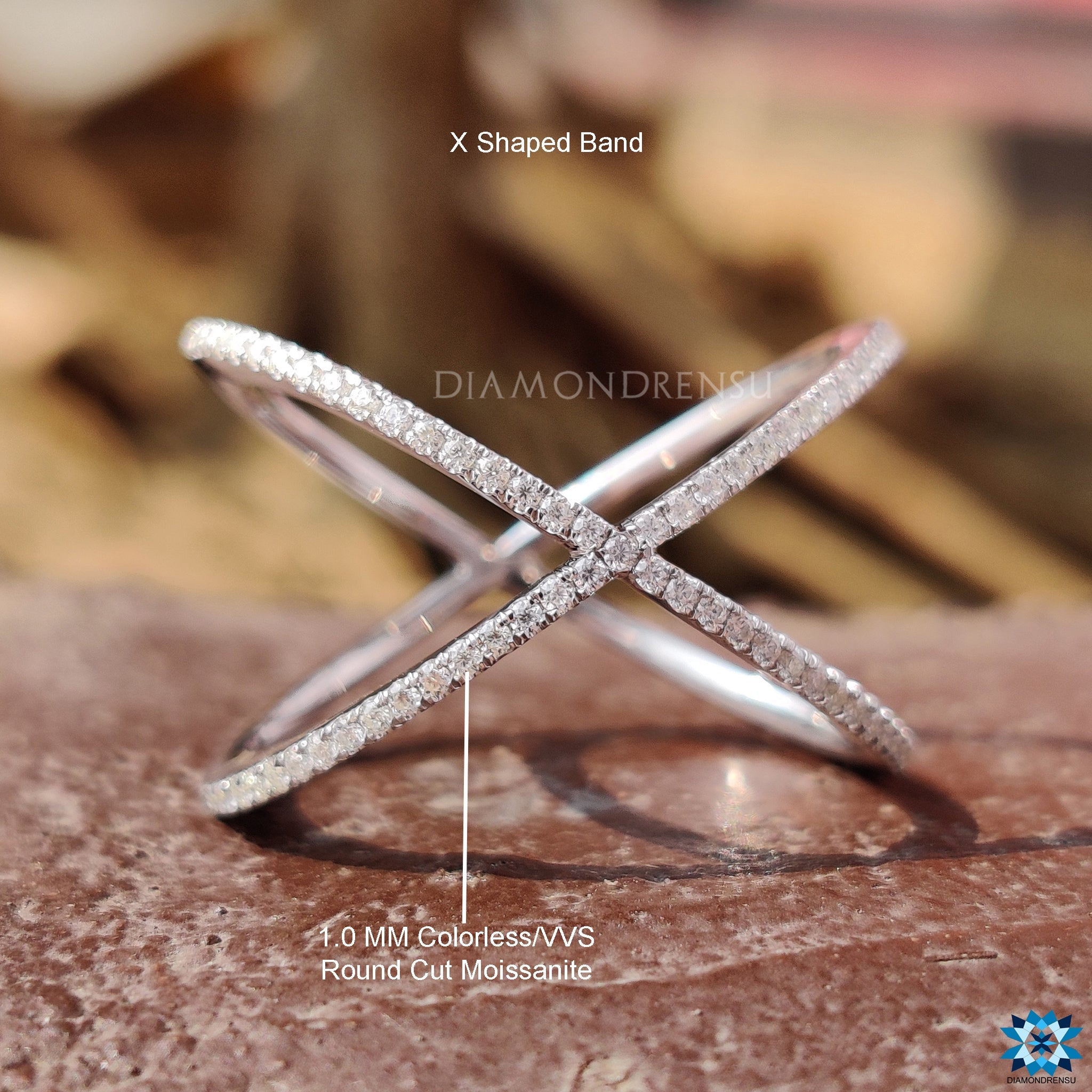 cross over moissanite ring