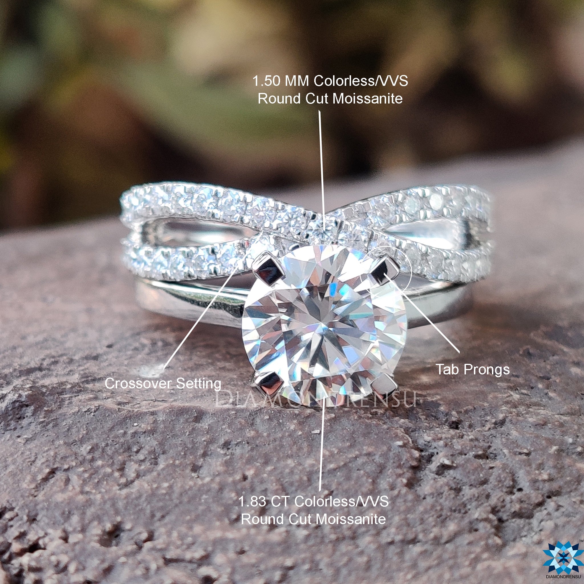 round cut moissanite bridal set