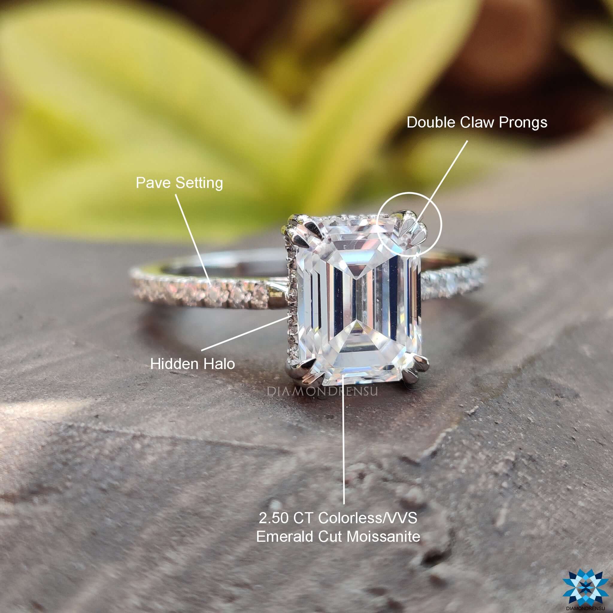 hidden halo moissanite ring