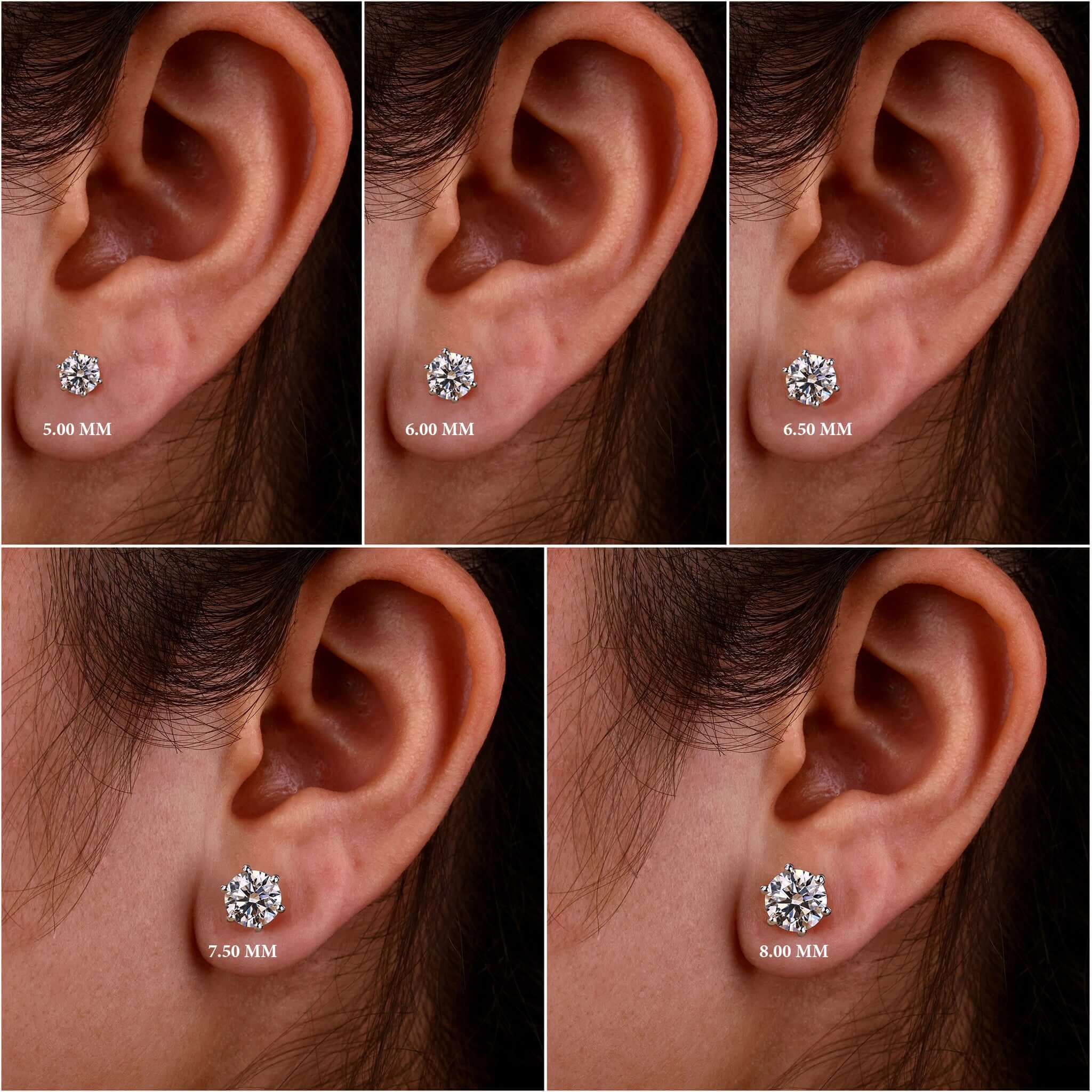 round cut lab grown diamond stud earrings