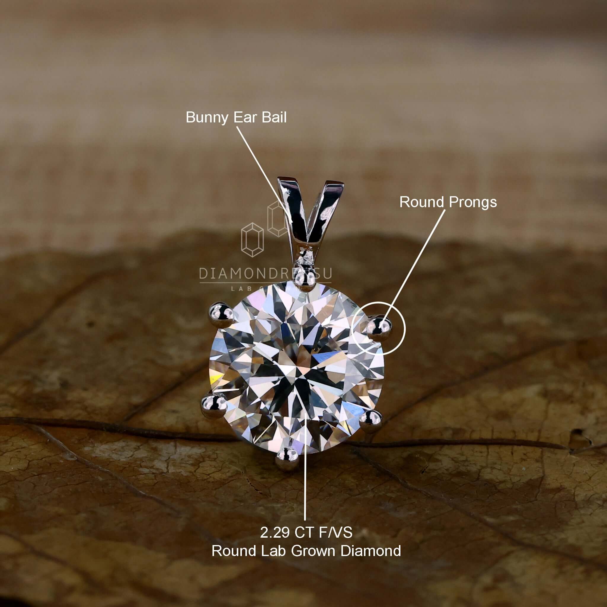 Round Lab Grown Diamond Solitaire Pendant