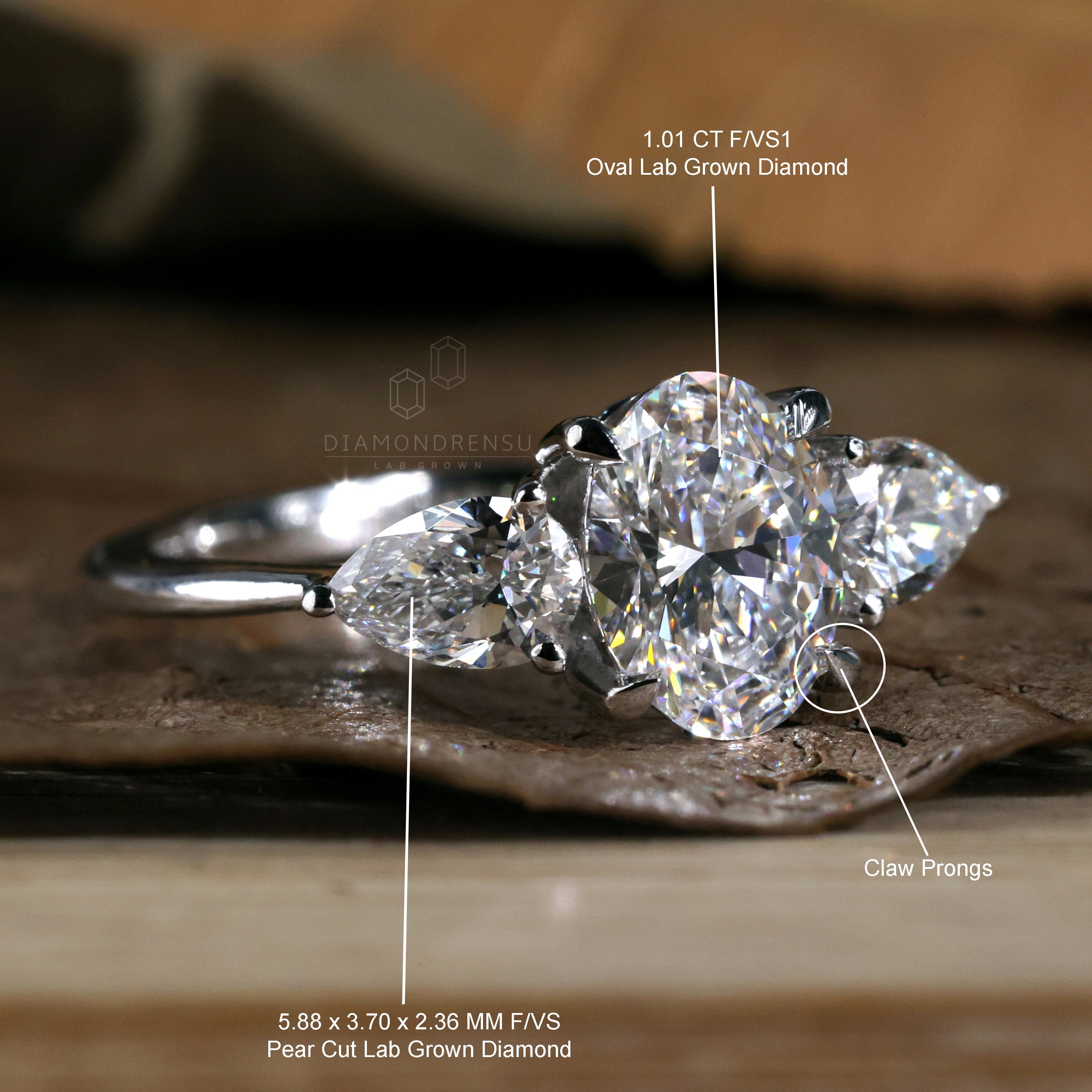 three stone engagement ring