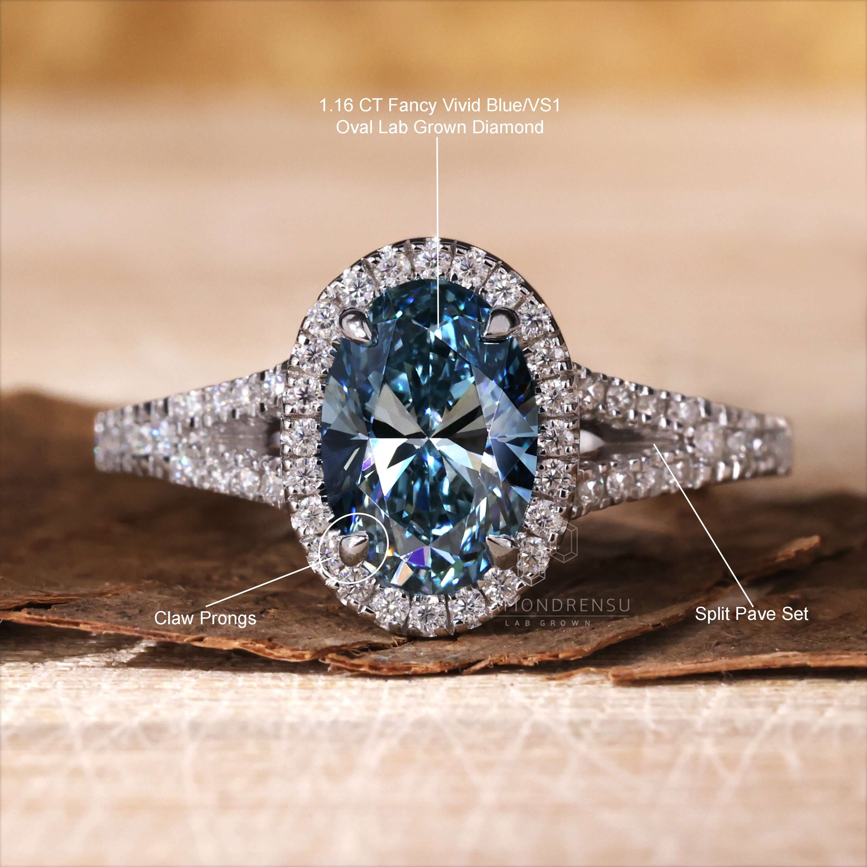 Oval Diamond Engagement Ring on Model Display