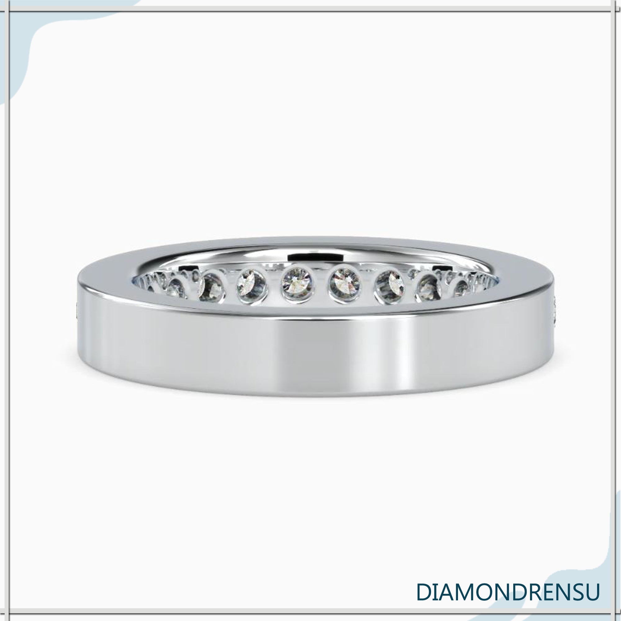 Dazzling 3.00 MM Round Cut Moissanite Channel-Set Eternity Wedding Band