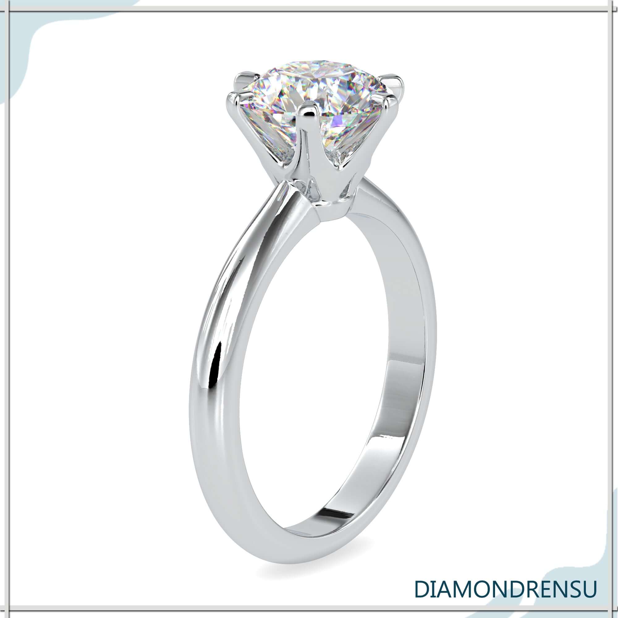 Solitaire round engagement ring designed for those who love classic style.
