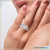 Trillion cut wedding ring featuring a split shank pave engagement ring style.