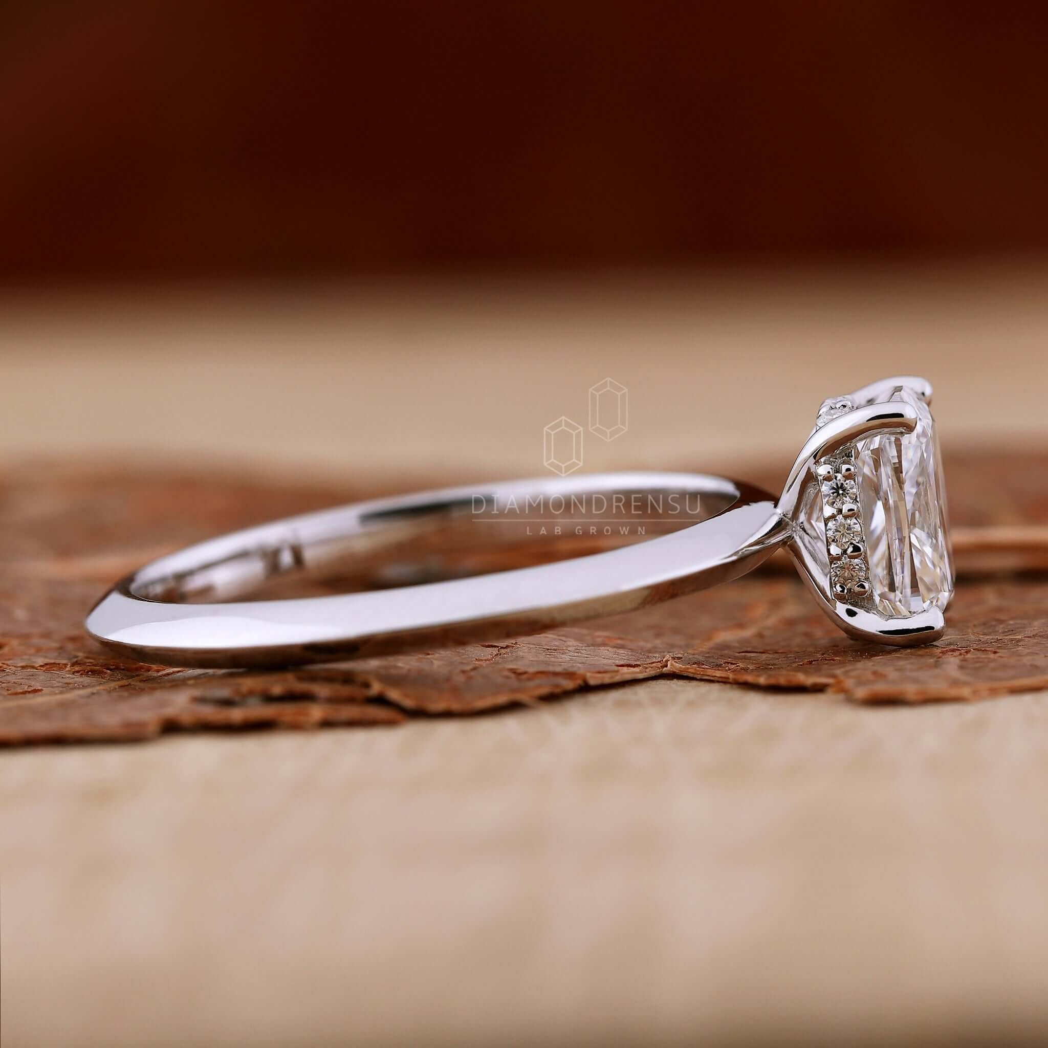 knife edge halo engagement ring