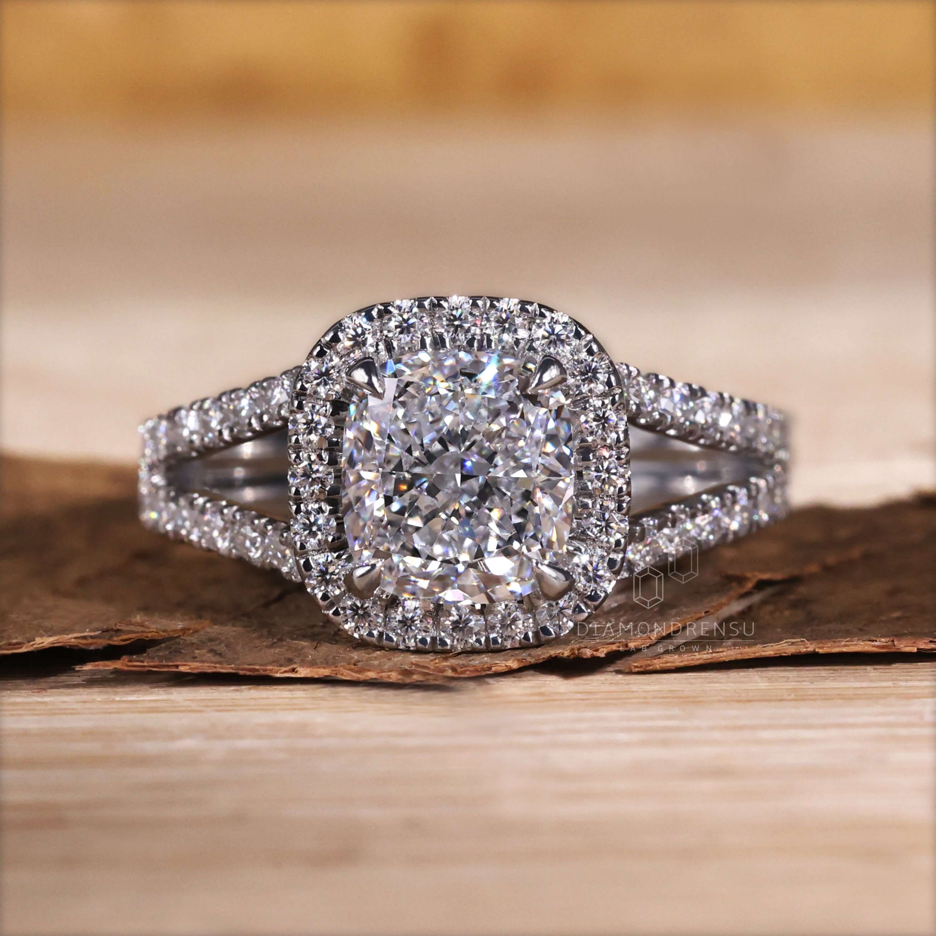 cushion cut diamond engagement ring