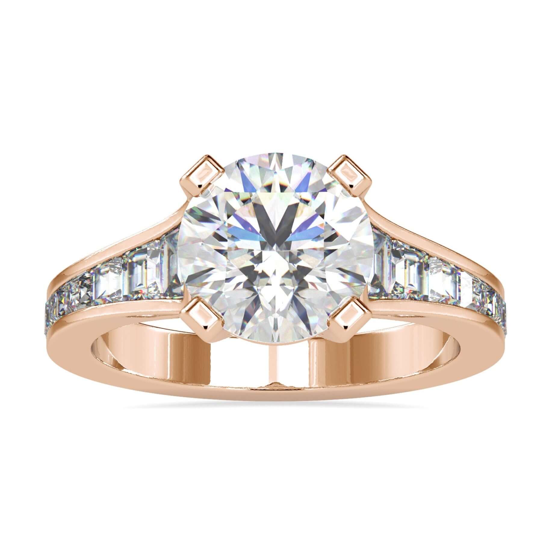 Stunning Channel Set Engagement Ring with a tapered pave design for added brilliance.