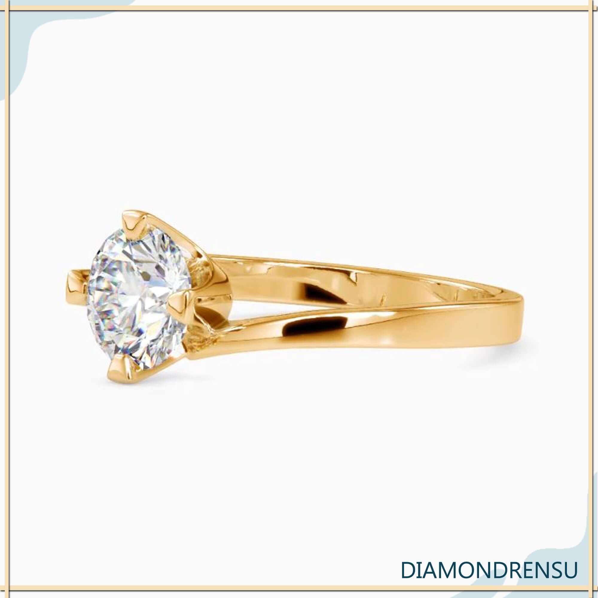 Bypass setting ring designed to highlight the beauty of a round diamond.
