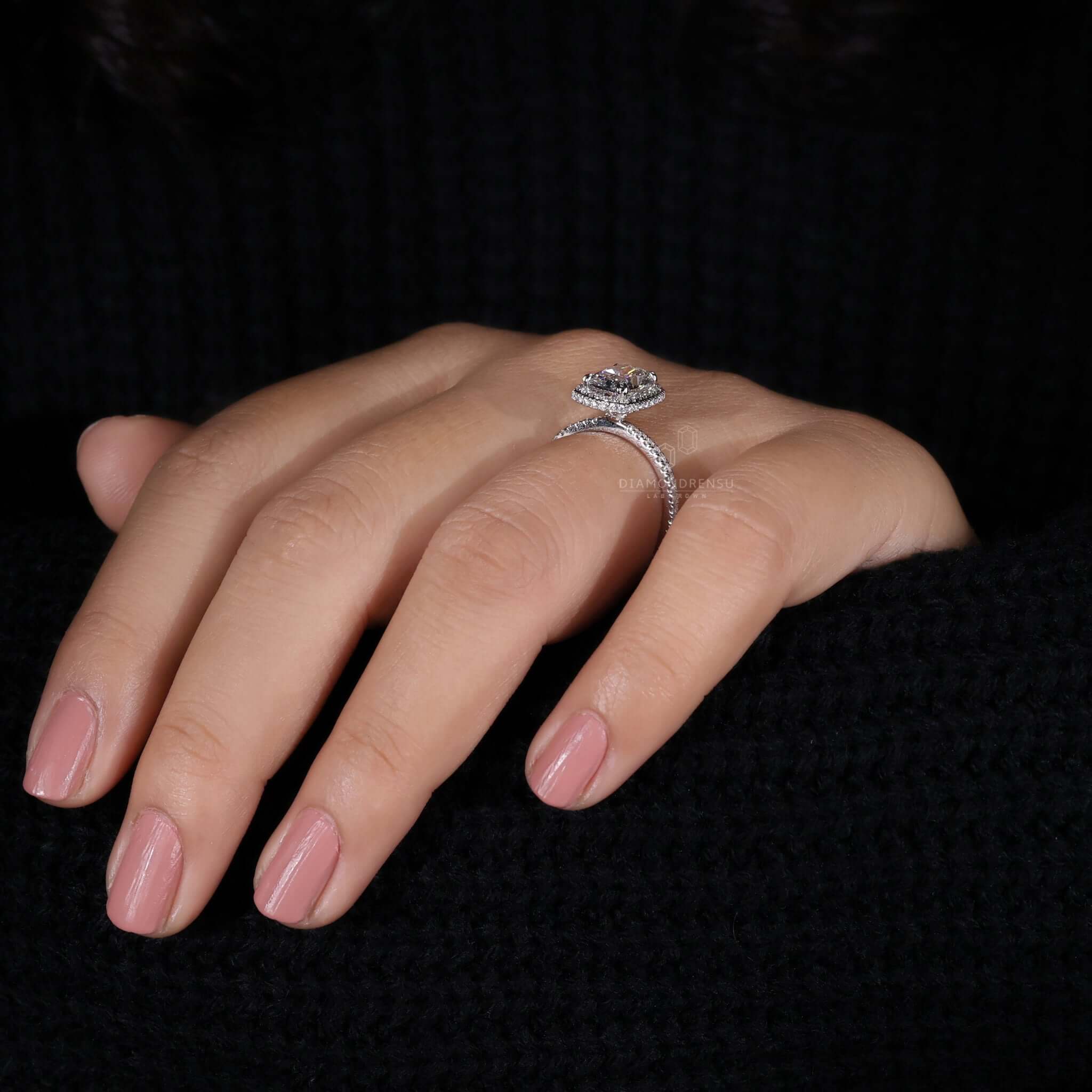 lab created diamond engagement ring