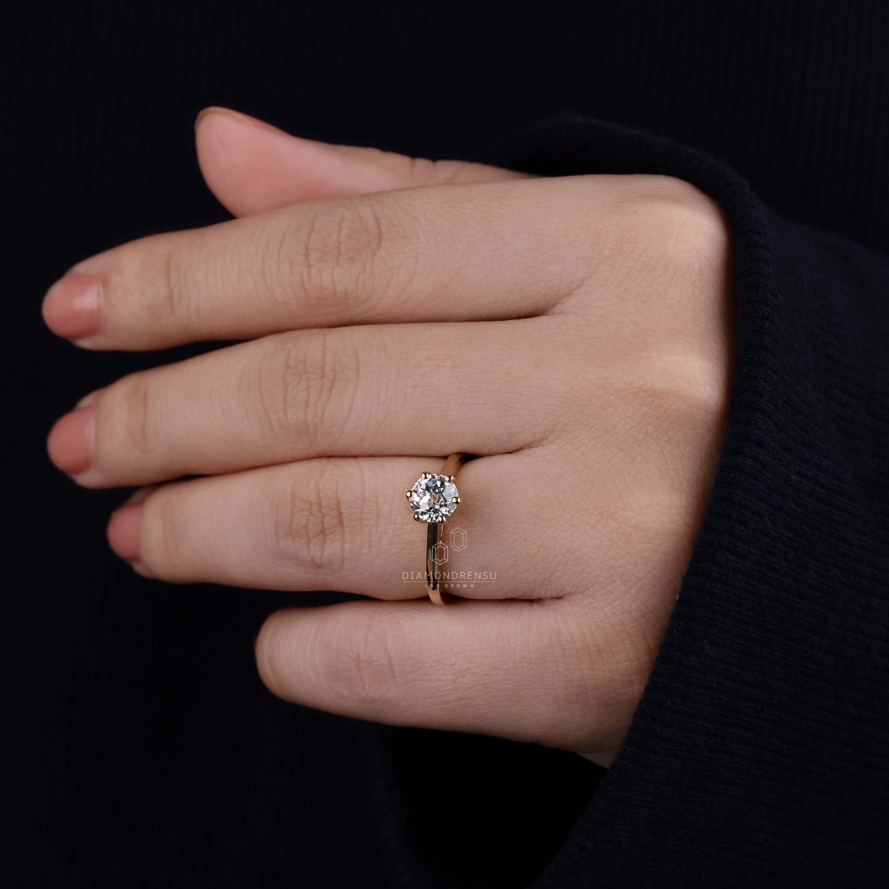 lab created diamond engagement ring