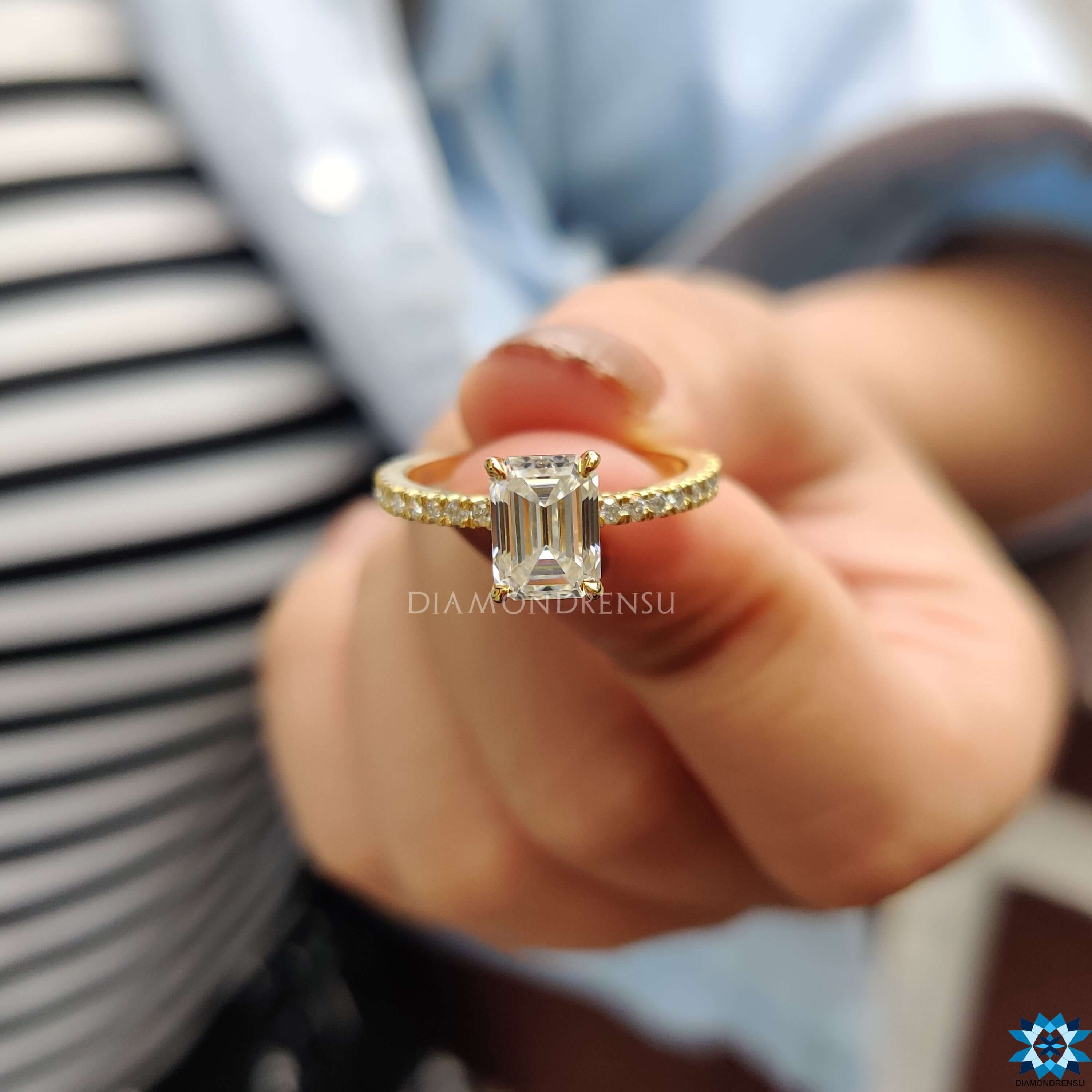 emerald cut moissanite engagement ring