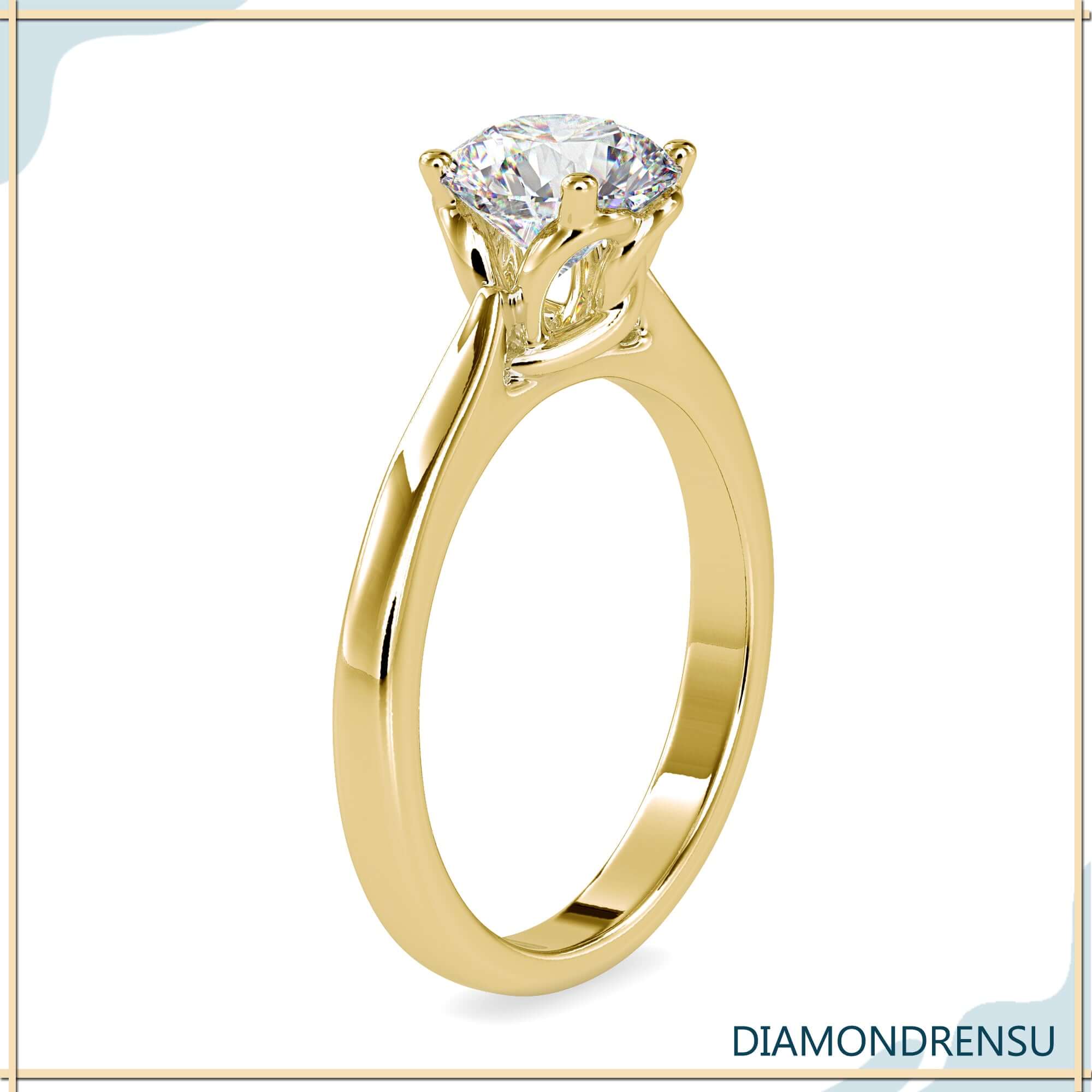 IGI certified solitaire diamond in a twisted prong basket setting for extra brilliance.