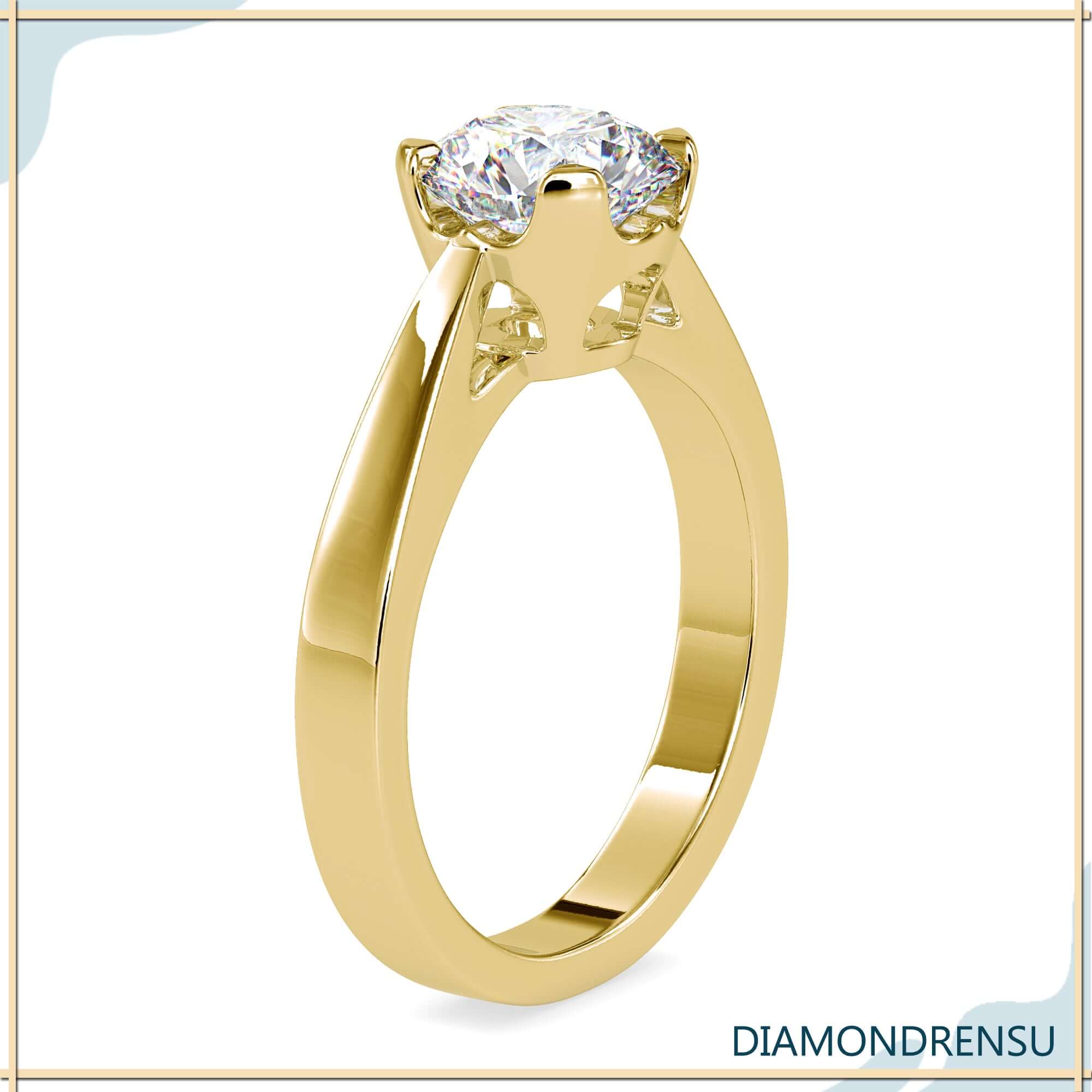 Round solitaire diamond ring, IGI certified and lab grown.