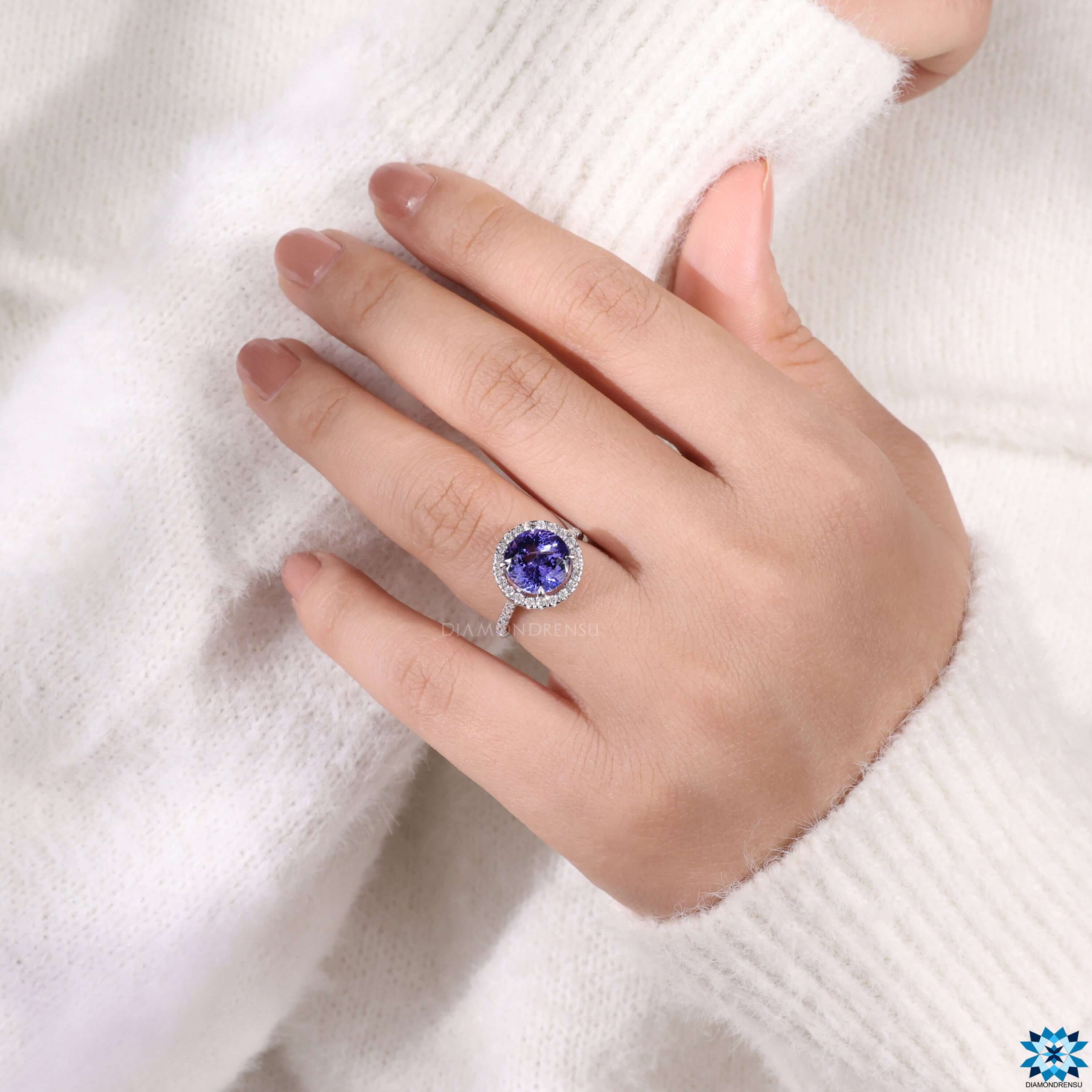 halo gemstone ring - diamondrensu