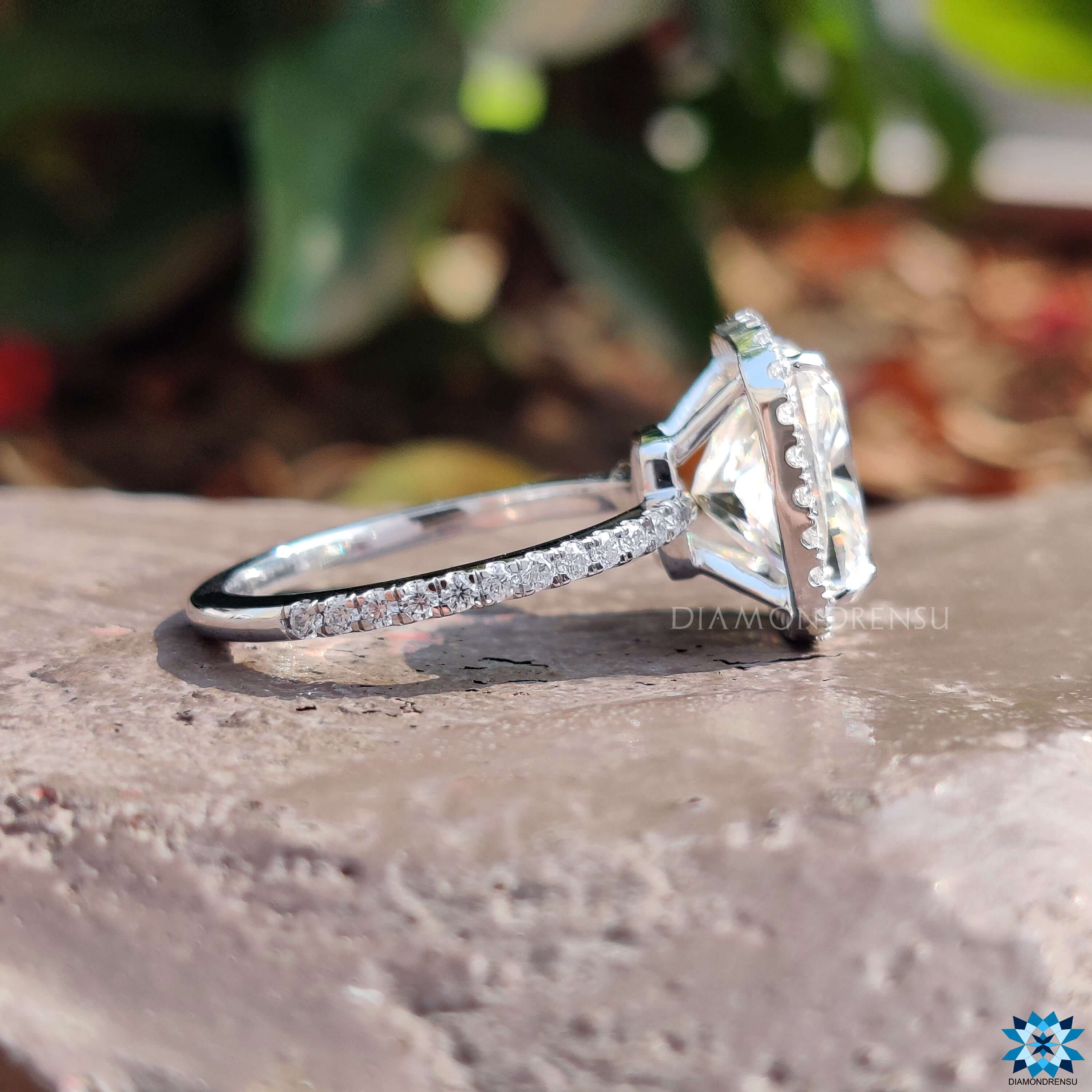 moissanite halo engagement ring - diamondrensu