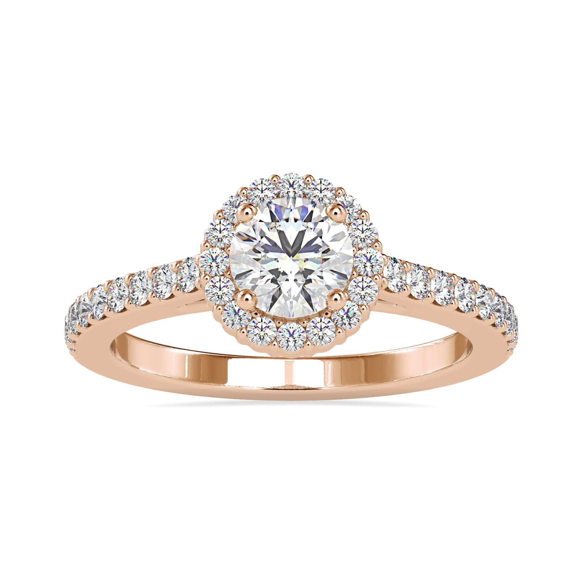 Round brilliant cut diamond ring with timeless elegance and sparkle.
