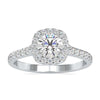 Round halo engagement ring with timeless elegance and sparkling diamonds.
