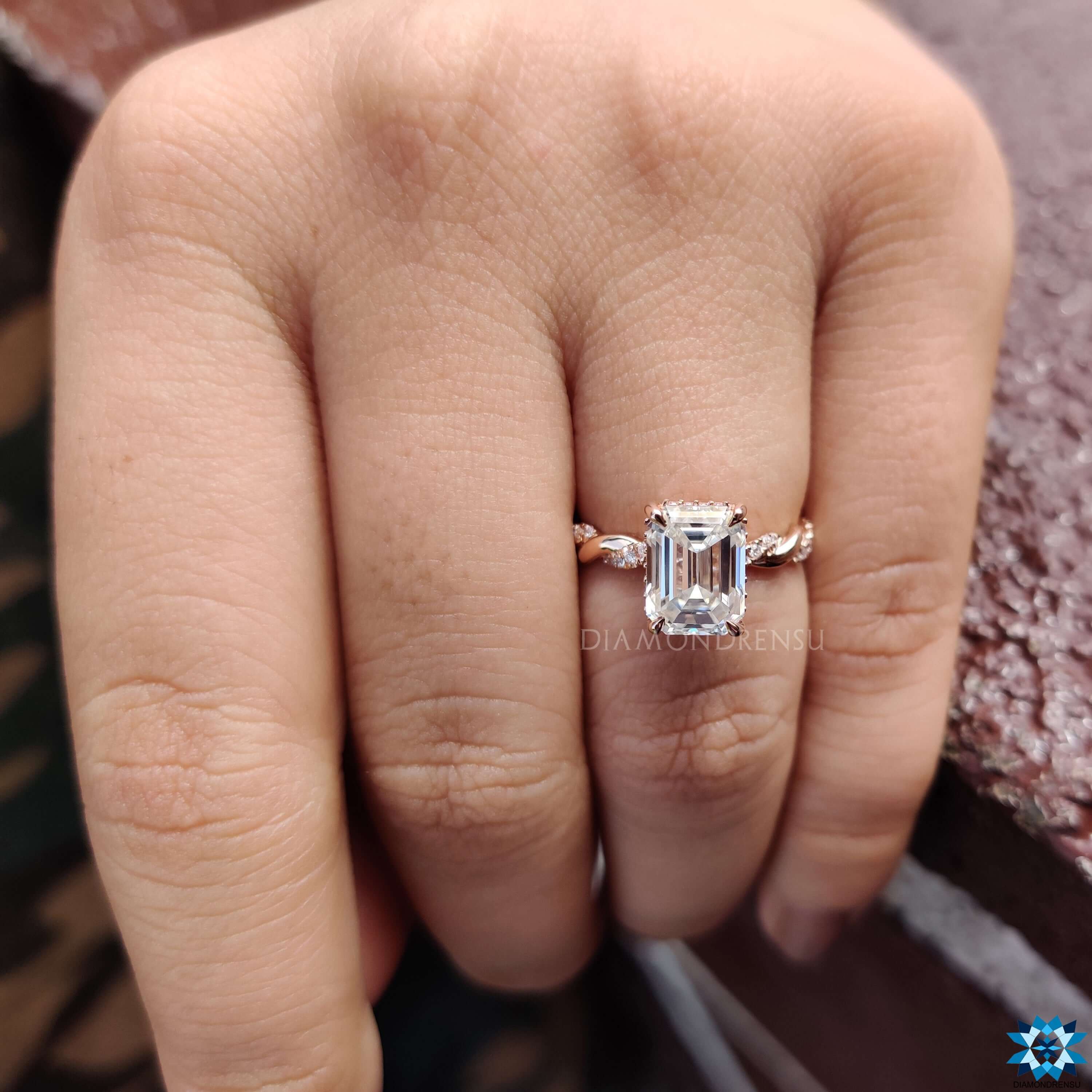 emerald cut moissanite ring