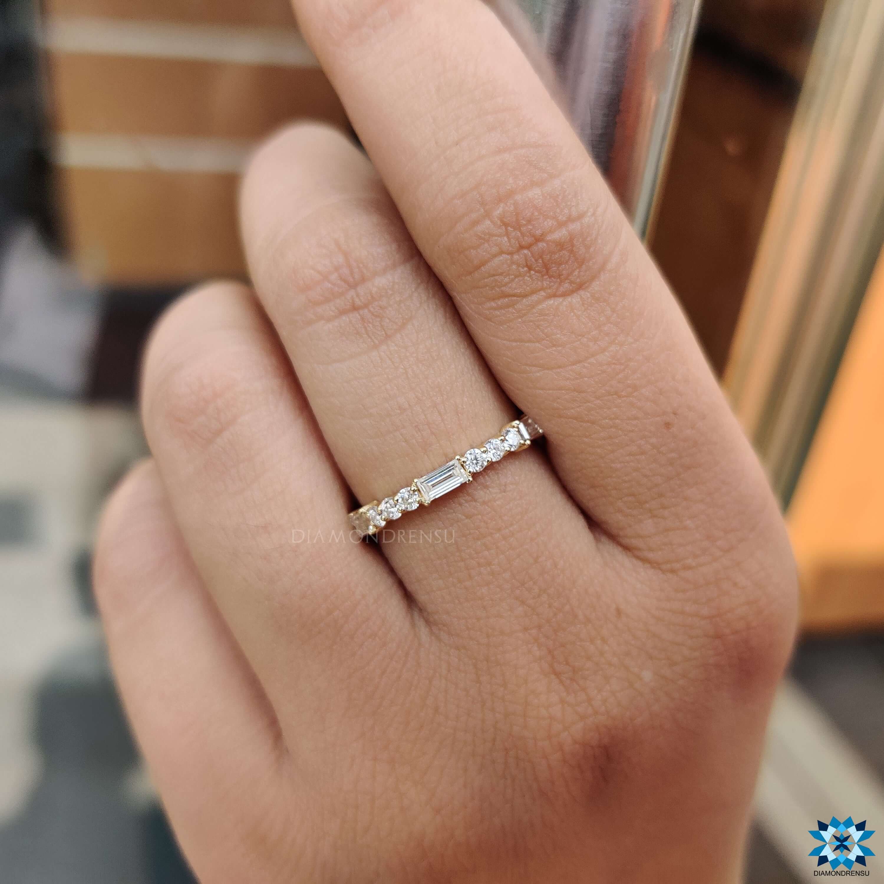 moissanite eternity wedding band