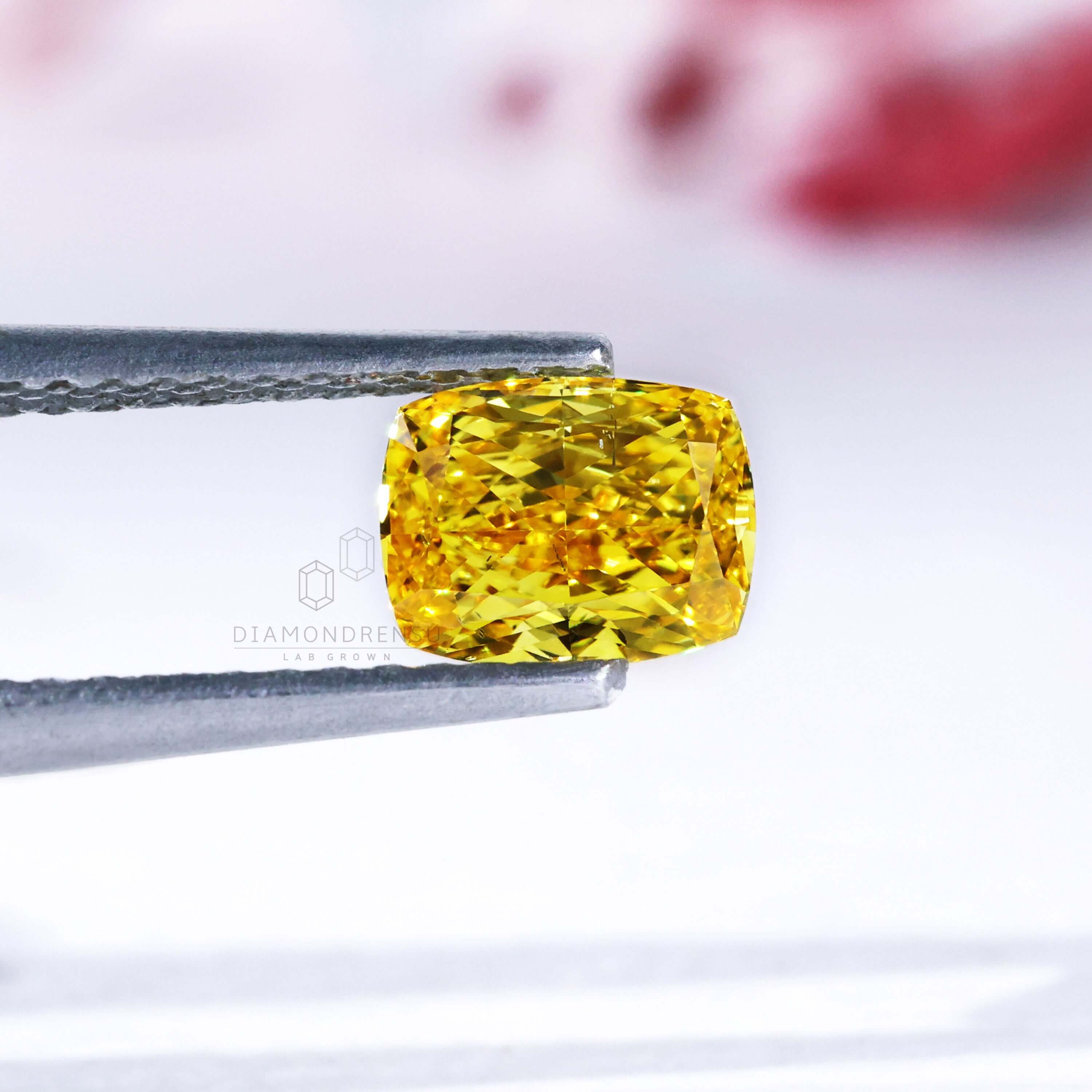 yellow cushion cut diamond