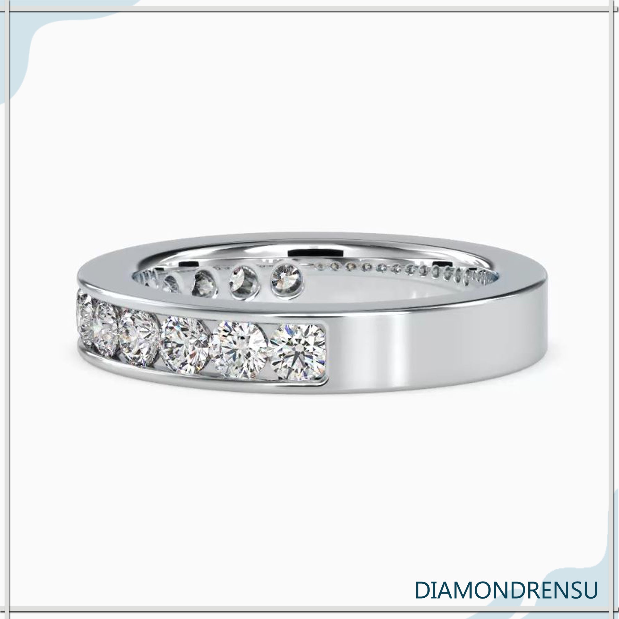 Dazzling 3.00 MM Round Cut Moissanite Channel-Set Eternity Wedding Band