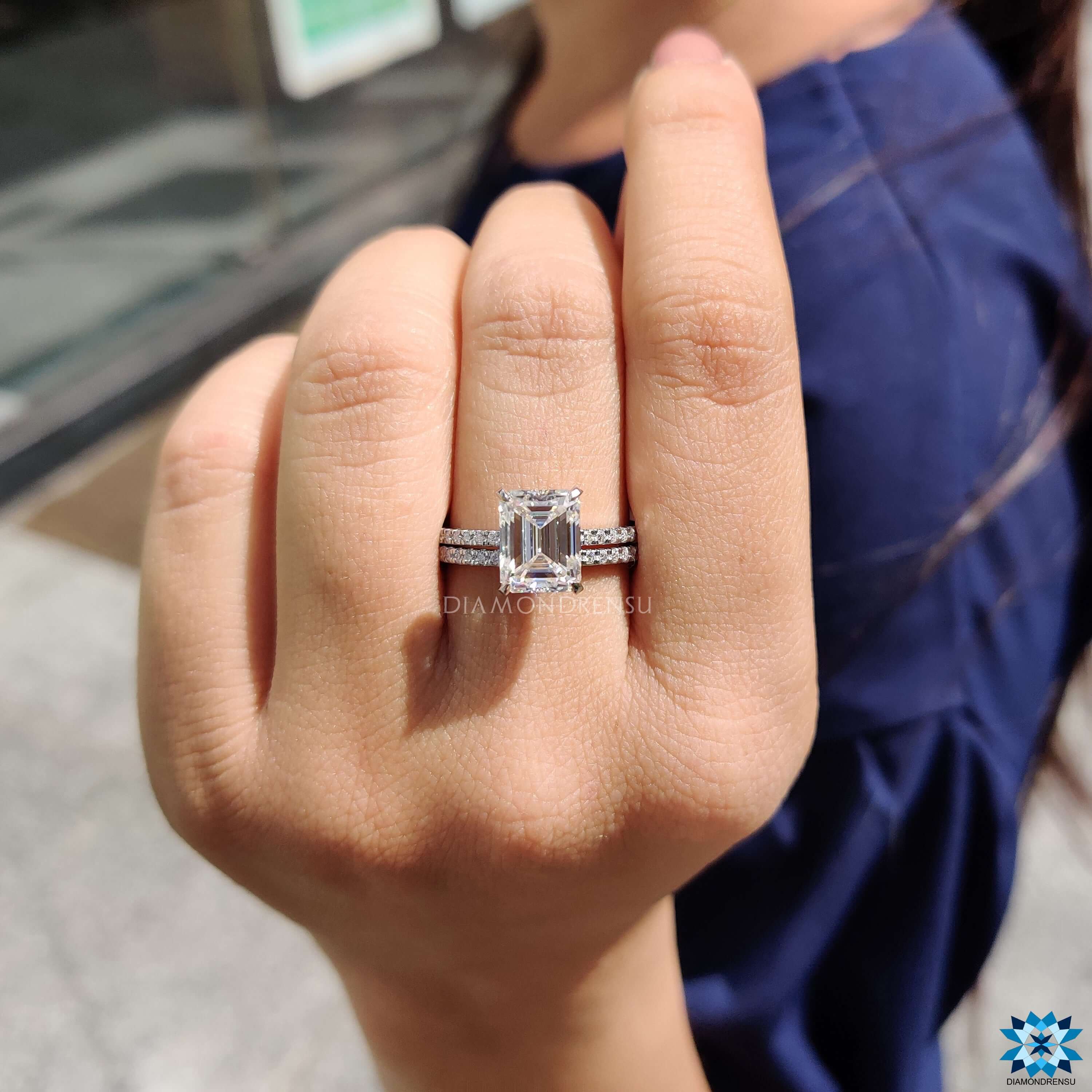 emerald cut moissanite ring