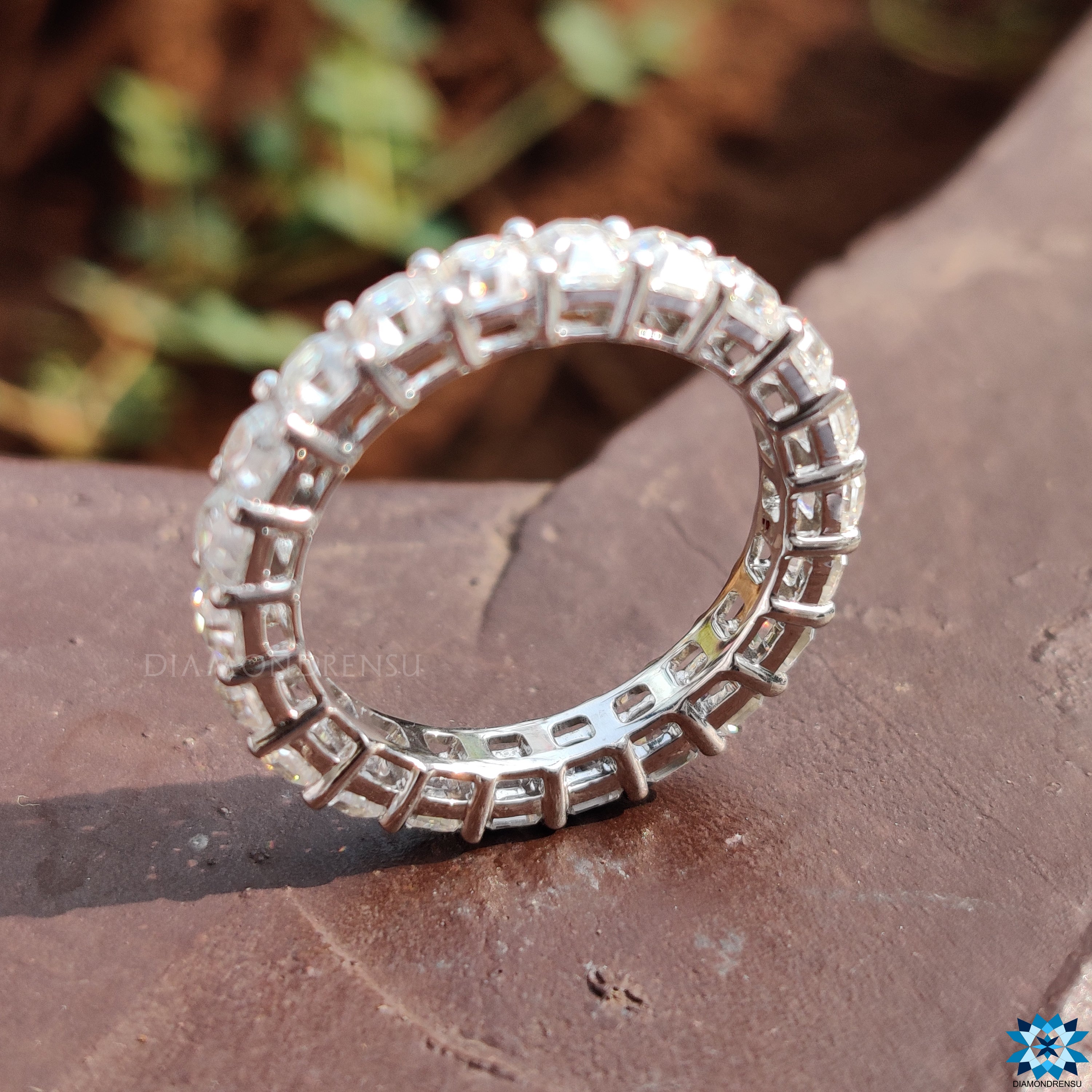 Asscher cut moissanite eternity band, perfect for every occasion.