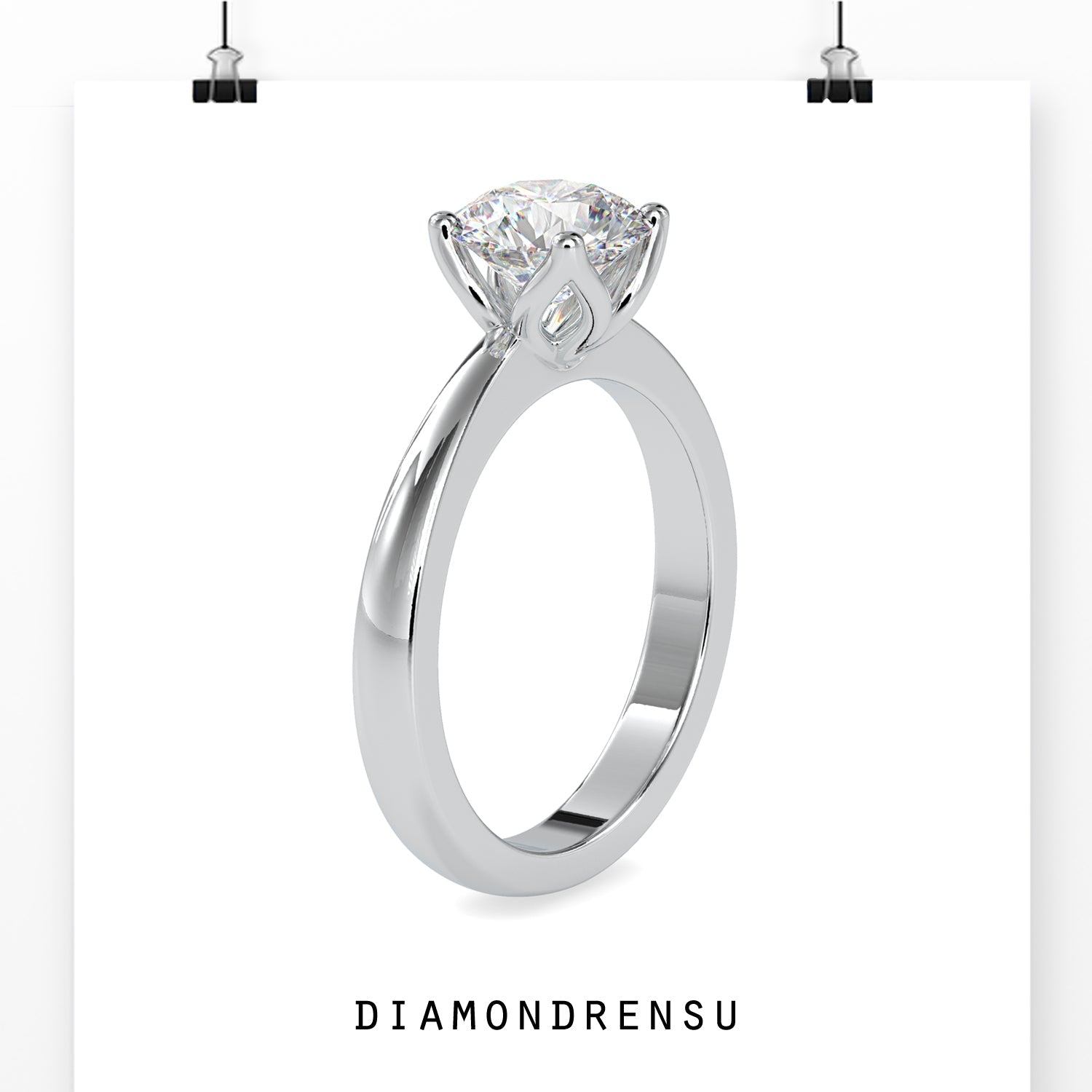 Diamond solitaire ring round cut in a timeless design.