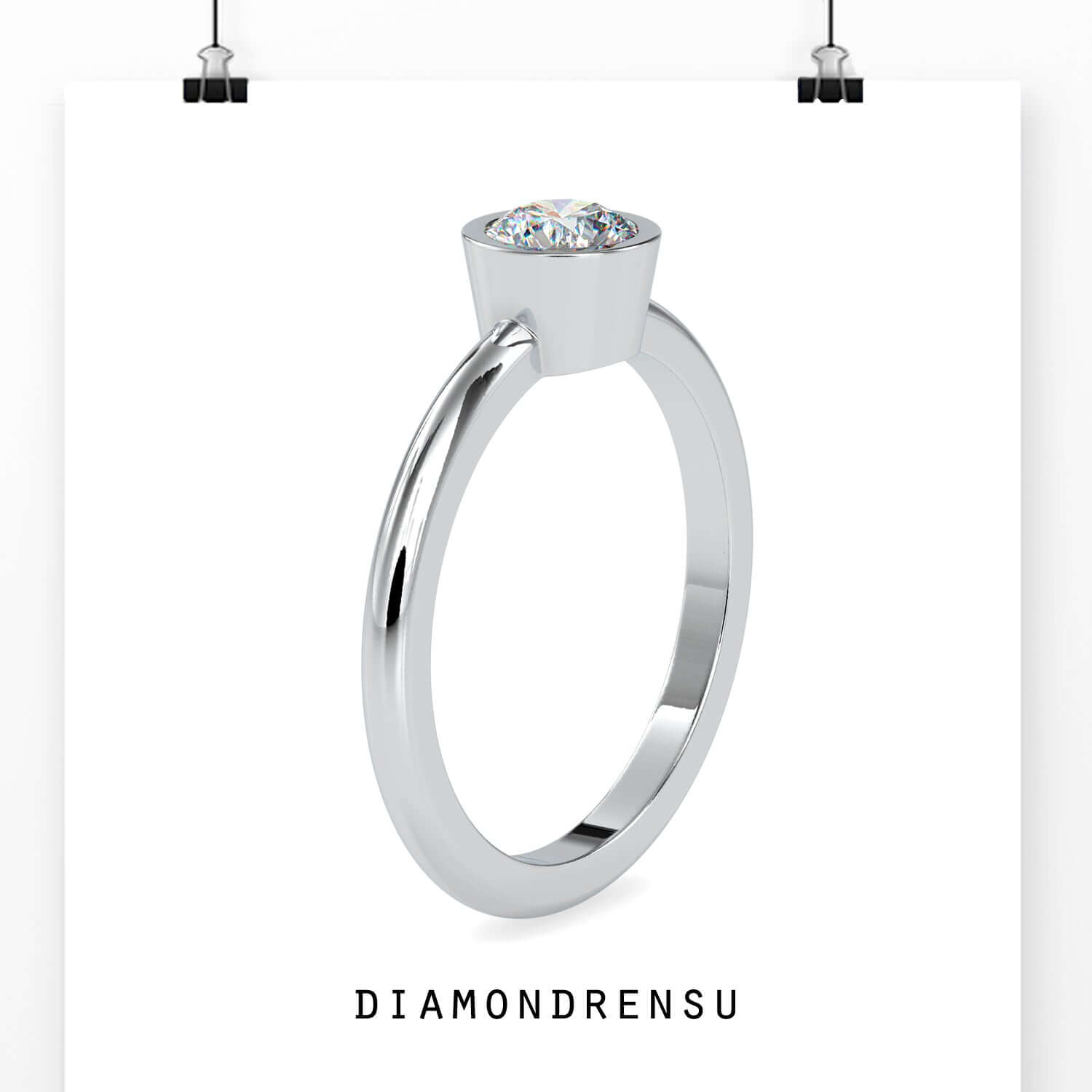 Beautiful bezel setting ring with a single diamond for a minimalist look.
