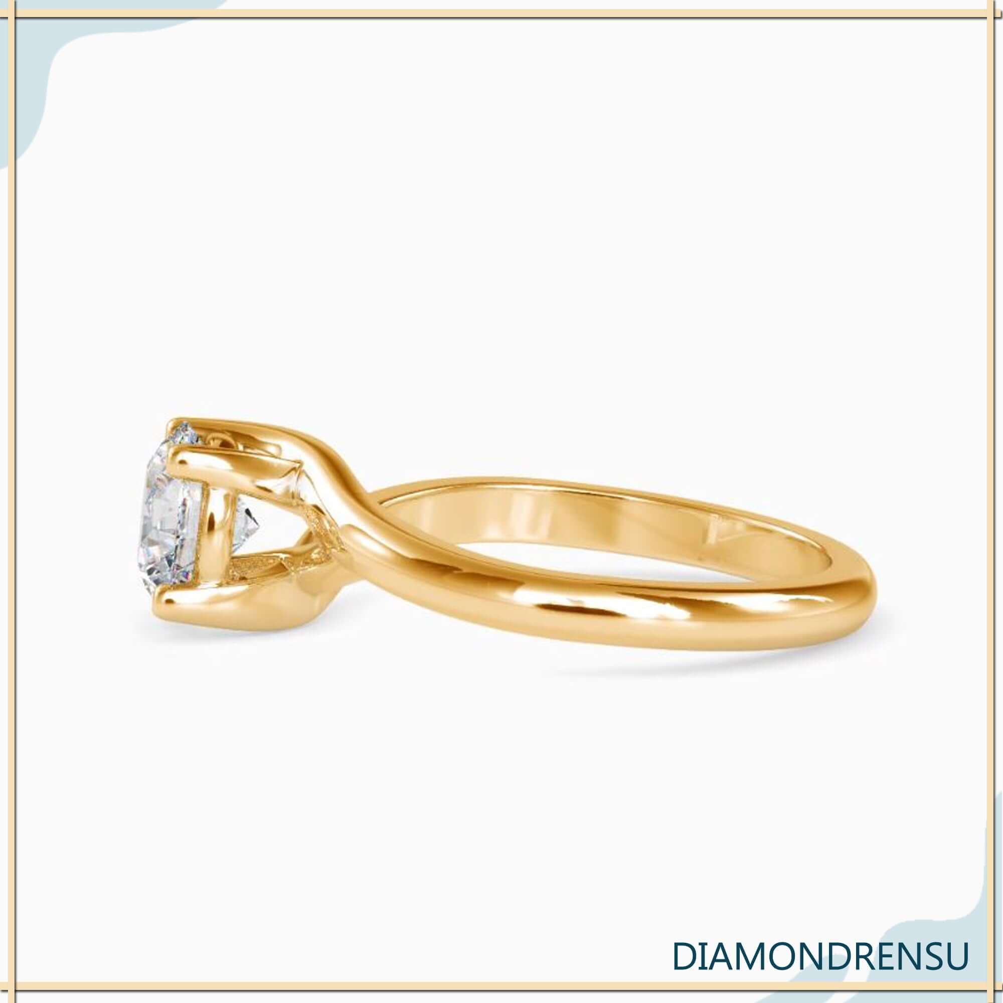 Elegant basket ring crafted with a solitaire diamond and round brilliant cut.