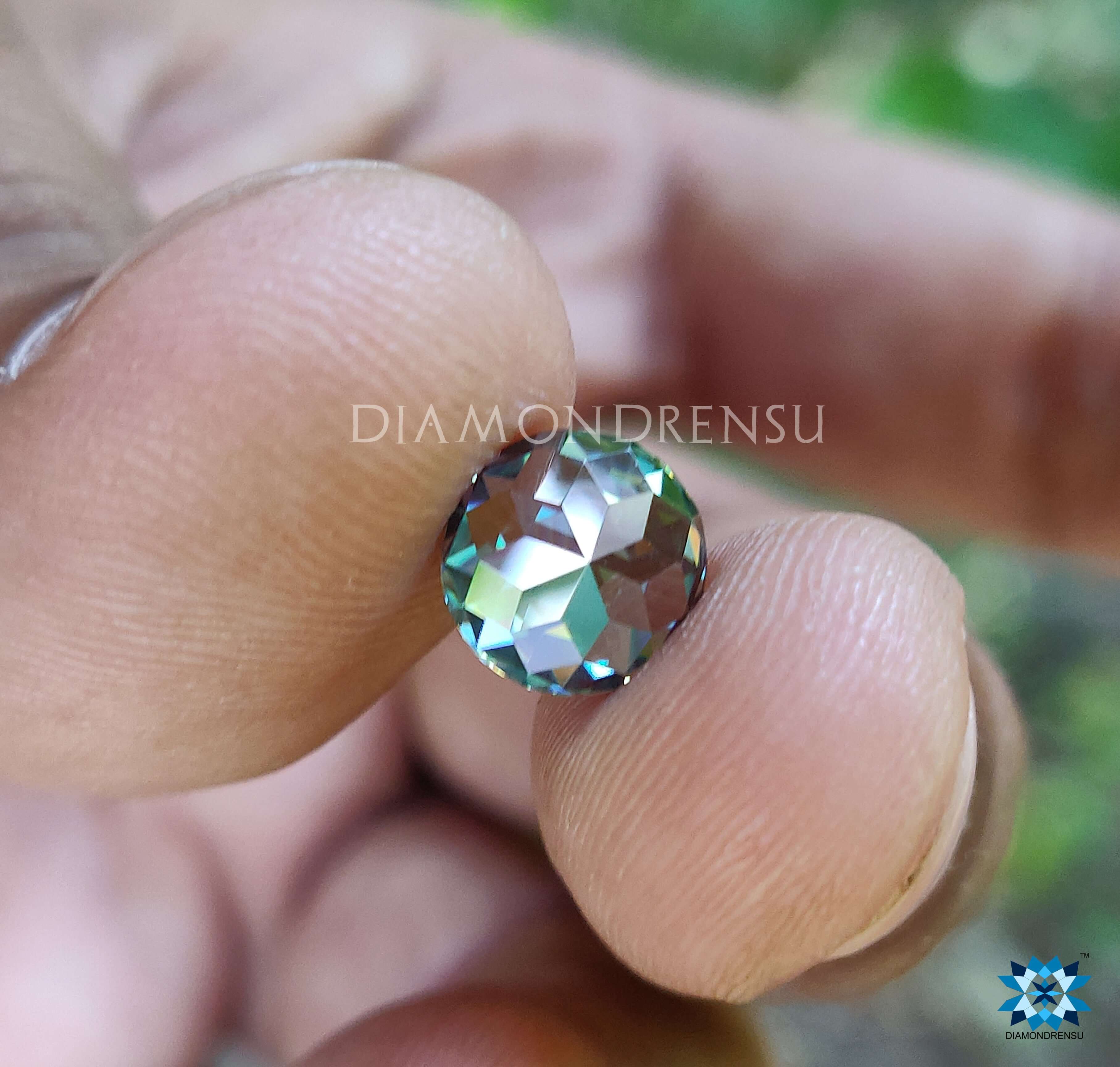 8.0 MM Round Rose Cut Aqua Green Loose Moissanite for Ring, Pendant