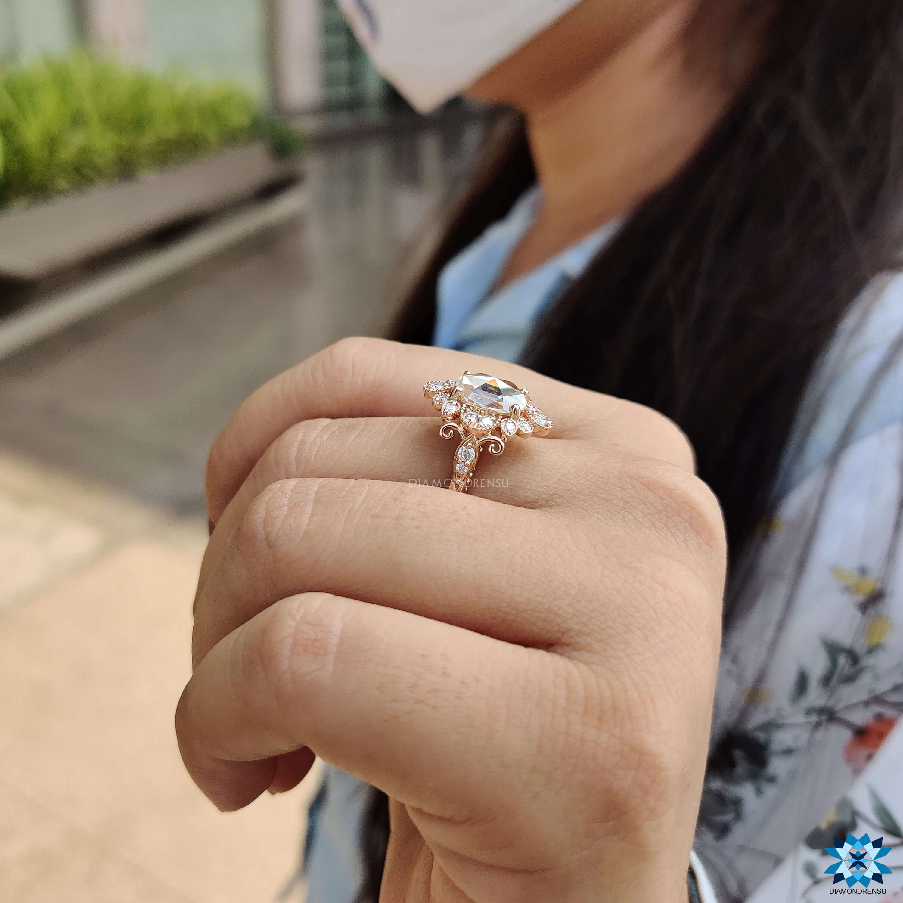 unique moissanite engagement ring - diamondrensu