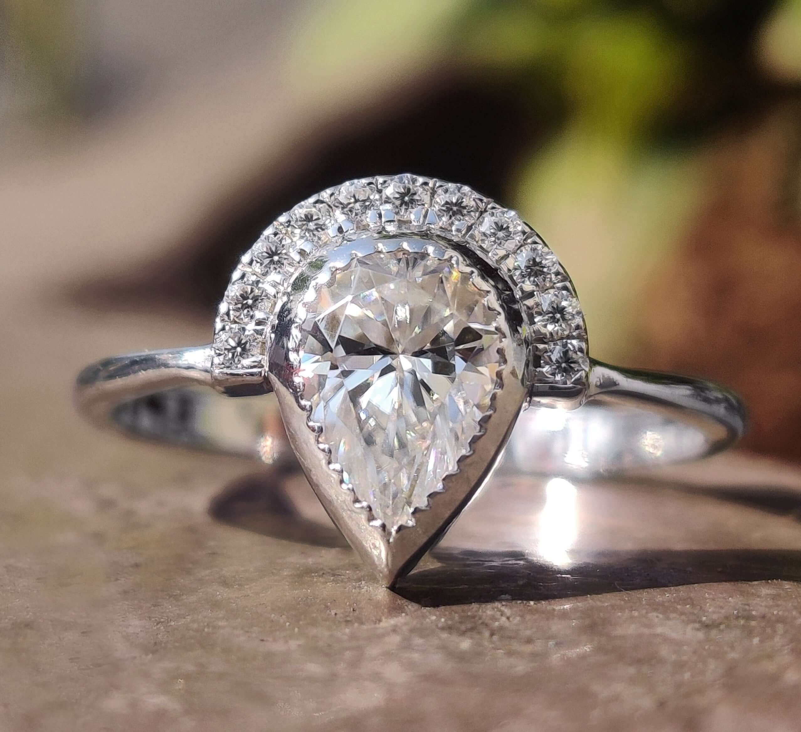 pear moissanite ring