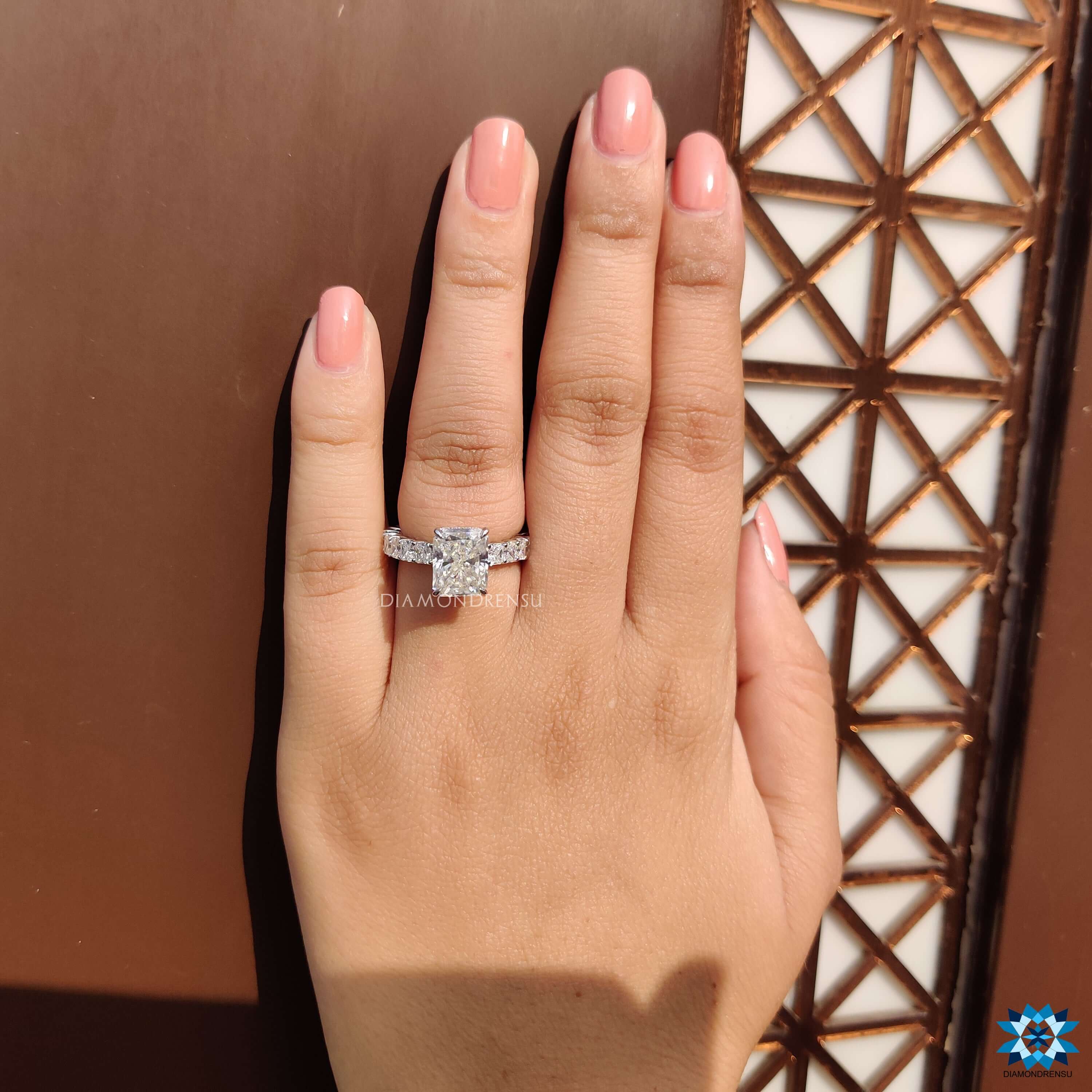 radiant cut moissanite engagement ring - diamondrensu